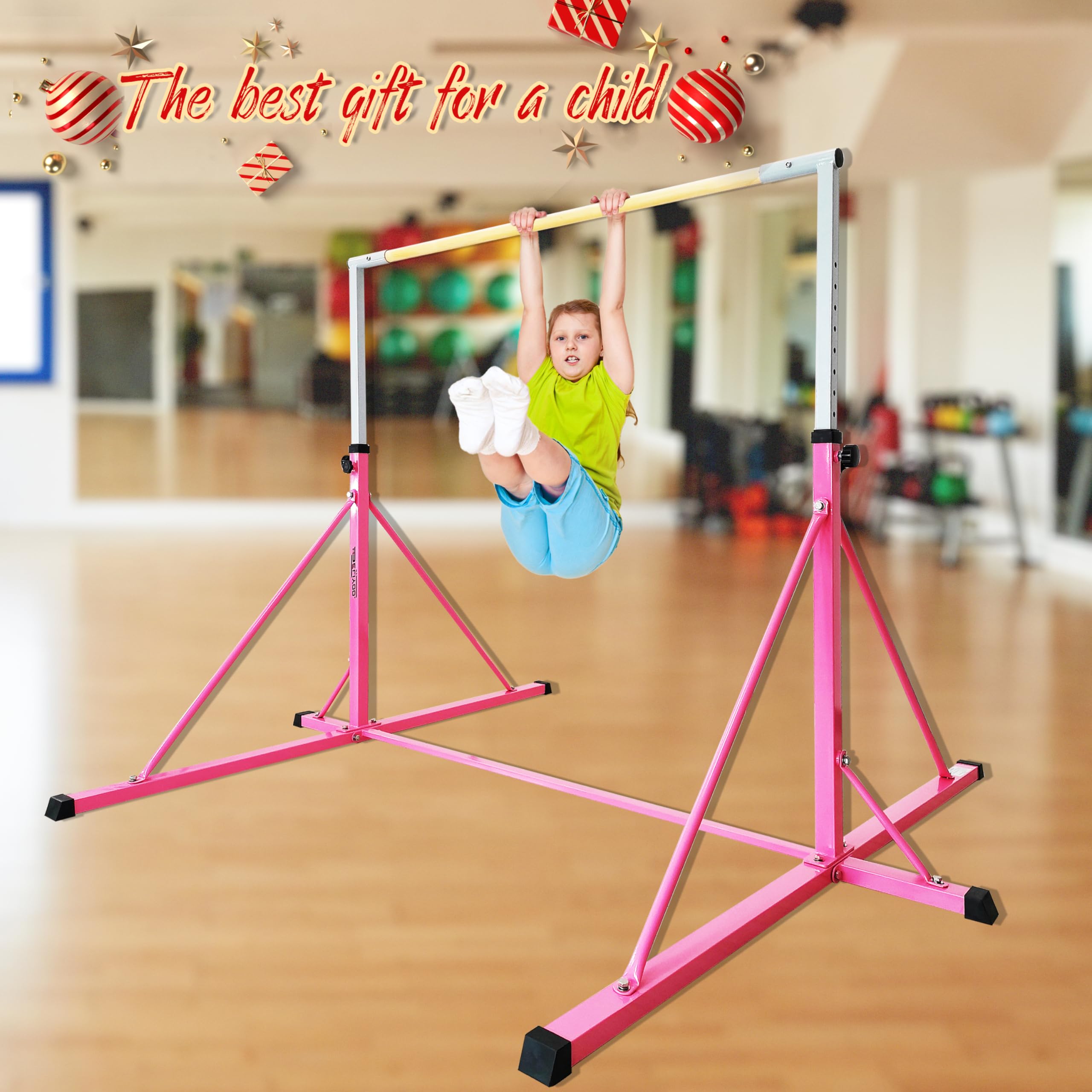 Adjustable Gymnastics Bar for Kids Ages 3-20 | 6FT Width & 7.2FT Base | Height 49.2