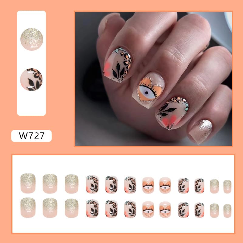 Buddy Jelly Trends Premium 24pcs Reusable Stick-on Nails Set - Easy Glue Tab Application, Unbreakable Fake Nails (BJT-JP727) | Perfect for Parties, Weddings & Daily Wear
