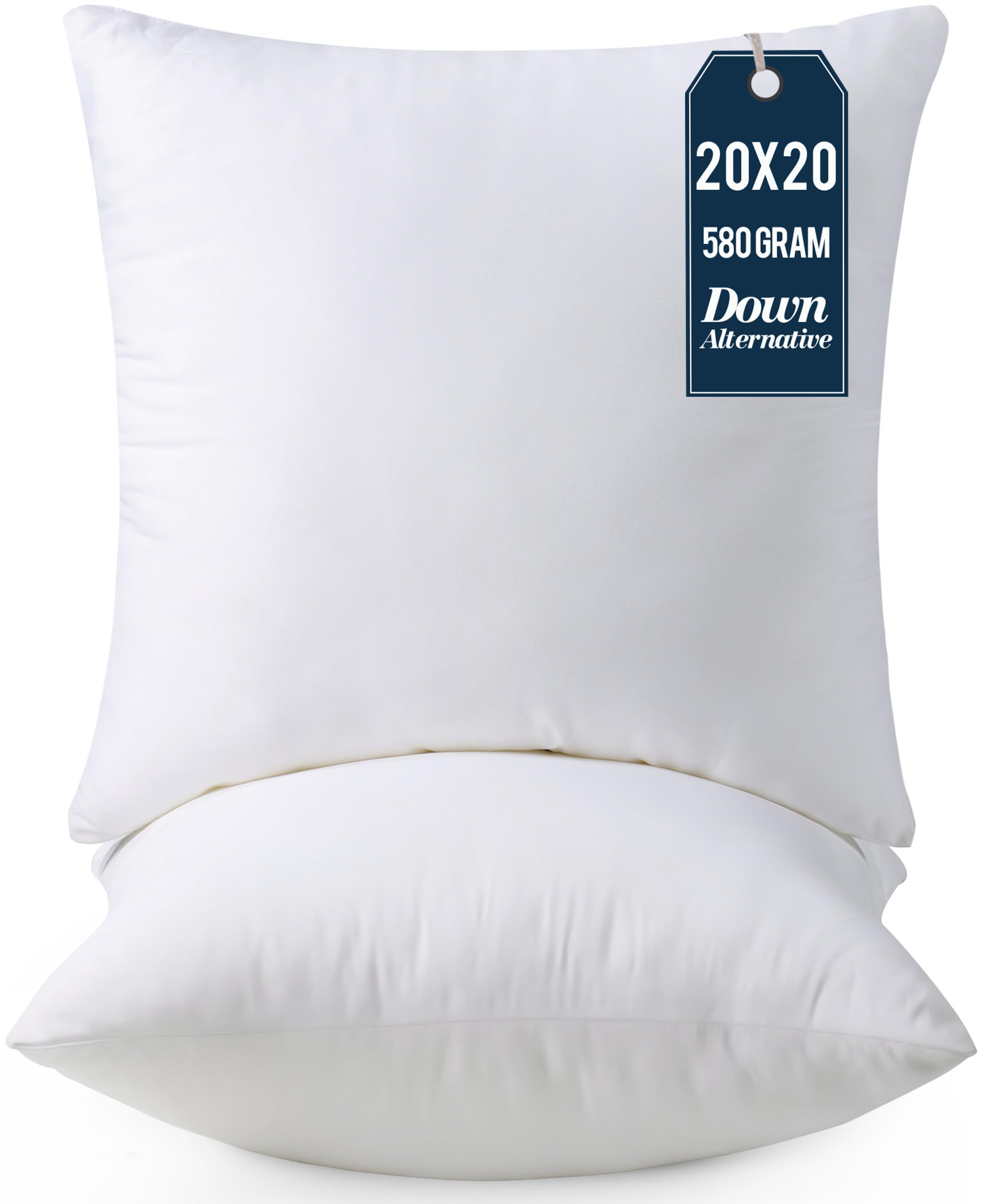 Utopia Bedding 20x20 Inch Throw Pillow Inserts (Pack of 2, White) - Soft Decorative Couch & Bed Pillows for Living Room, Bedroom - Perfect for Home Decor, Sofa Accent, and Cozy Comfort