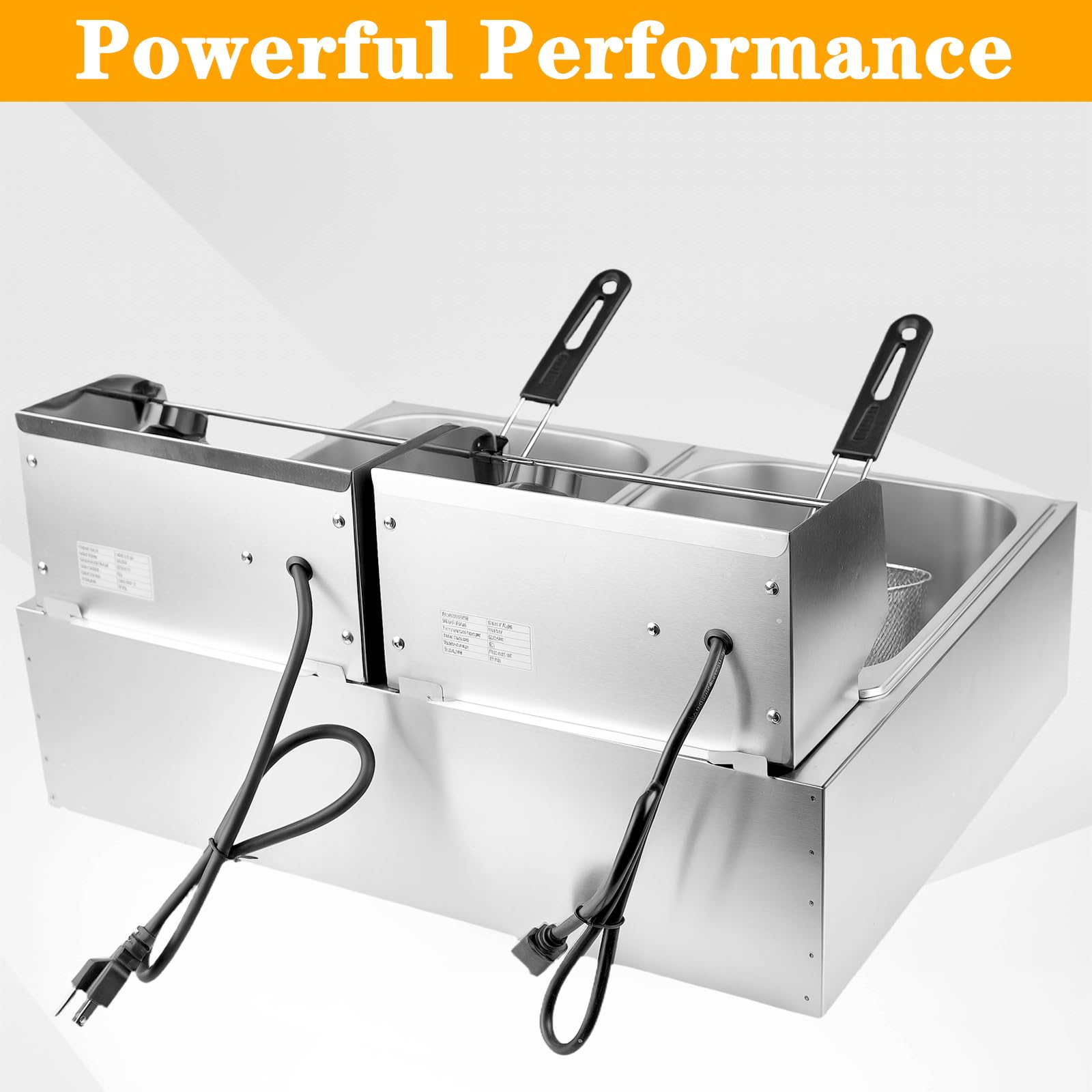 5000W Commercial Deep Fryer with 2 Baskets - 12L Electric Dual Tank Deep Fryer, Heavy Duty Stainless Steel Countertop Deep Fryer for Restaurants, Food Trucks & Home Kitchens