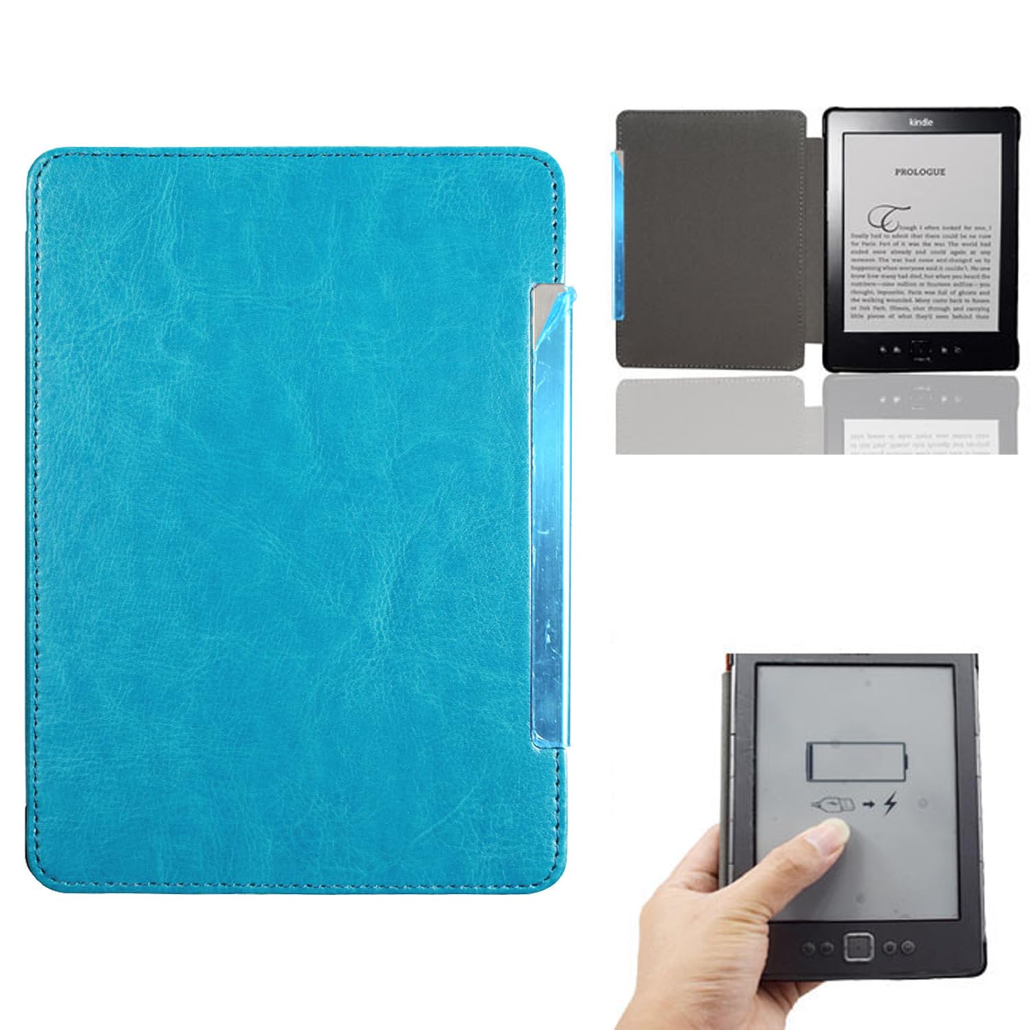 Thinnest & Lightest Slim PU Leather Cover for Kindle 5 & Kindle 4 - Sky Blue | Perfect for Reading, Travel & Daily Protection