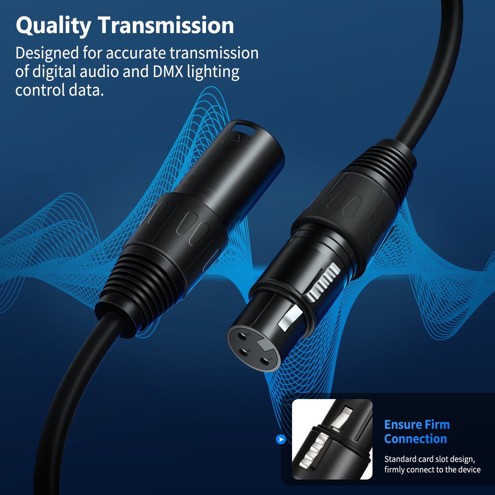 NEEWER 8 Pack 6.5ft/2m Professional Stage Lighting Cables - Durable DMX Cable for DJ Equipment, Stage Lights & Theater Performances