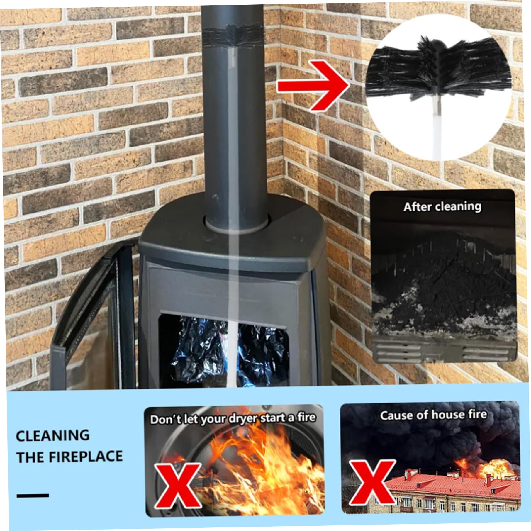 14-Piece Dryer Vent Cleaning Kit with 16-inch Bendable Brush & 4-inch Quick Connect Head - Chimney Sweep & Lint Removal Tool for Efficient Home Maintenance (Ideal for Dryer, HVAC, and Chimney Cleaning)