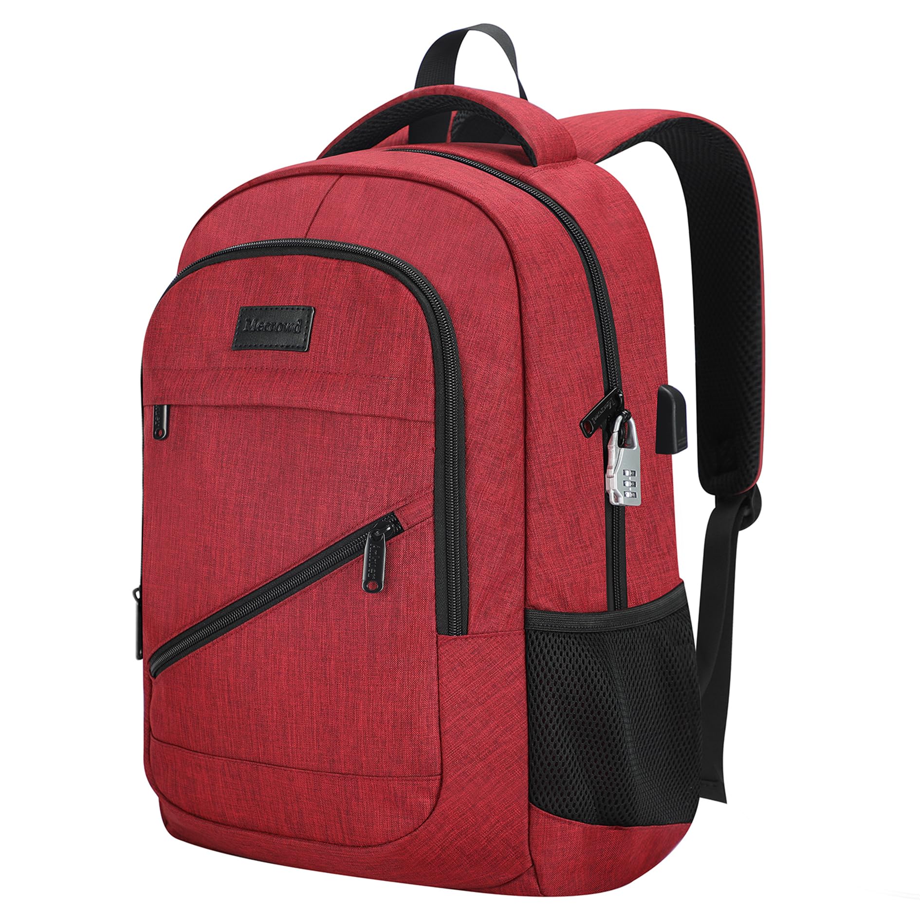 Anti Theft Laptop Backpack for Women with USB Charging Port - 15.6 Inch Waterproof Travel Backpack for School, Work & Business (Red) - Perfect for Commuting, College & Business Trips