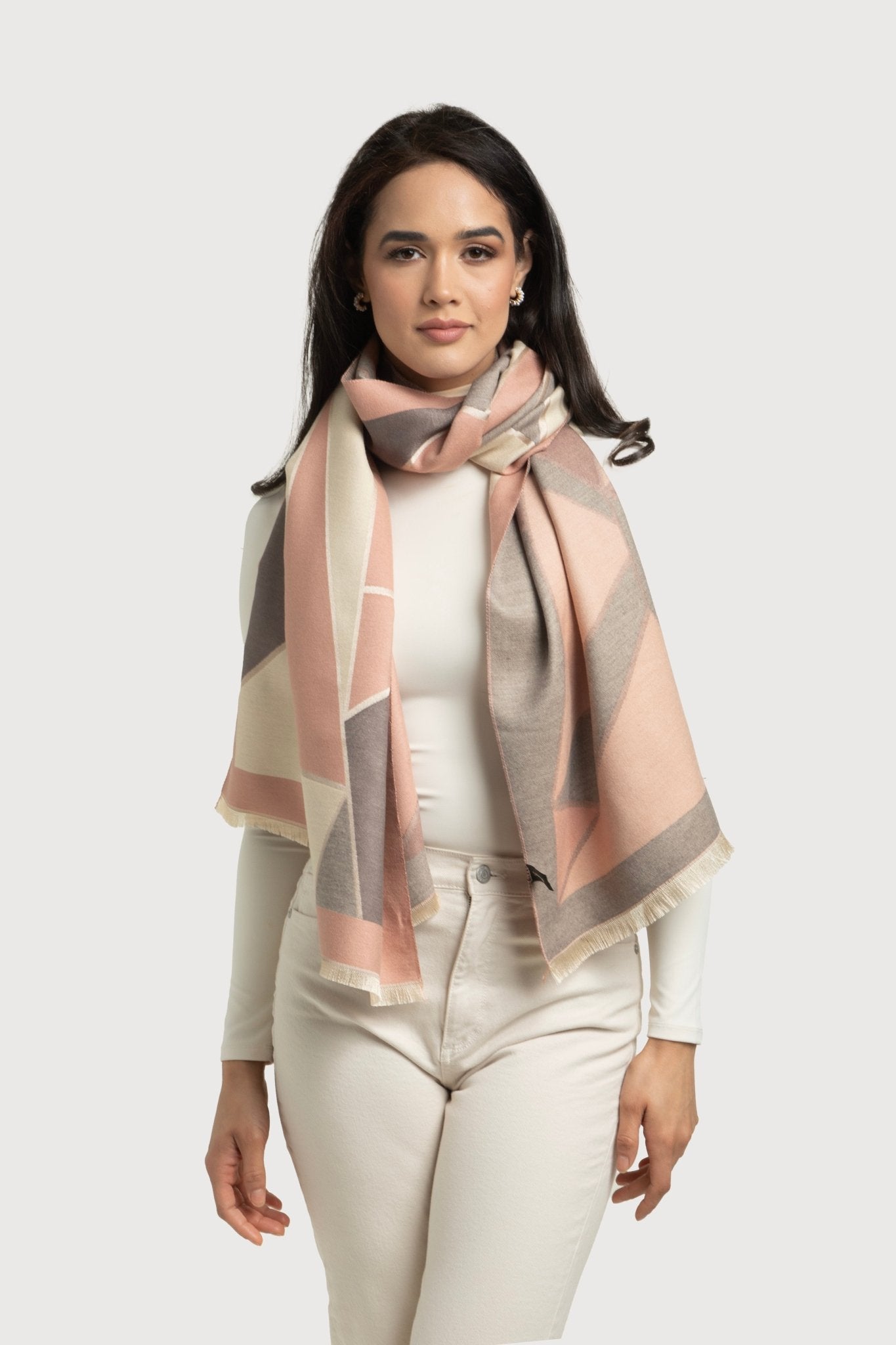Reversible Geometric Print Scarf for Women - Stylish Winter Fashion Accessory for Office, Travel & Casual Outfits