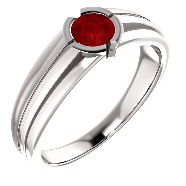 14KT Gold Men's Solitaire Ring with 2/3 CT Ruby Bezel Setting - Elegant Jewelry for Weddings, Anniversaries & Special Occasions