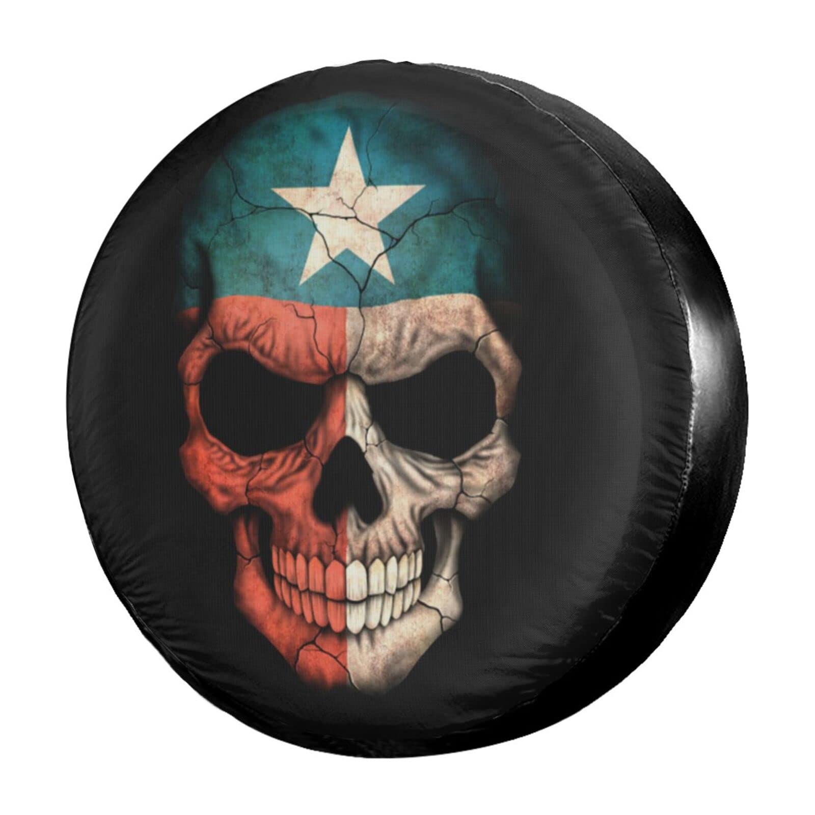 Texas Flag Skull Spare Tire Cover - Waterproof & Dustproof 14 Inch Wheel Cover for Jeep, Trailer, RV, SUV & More | Perfect for Off-Road Adventures & Camping Trips
