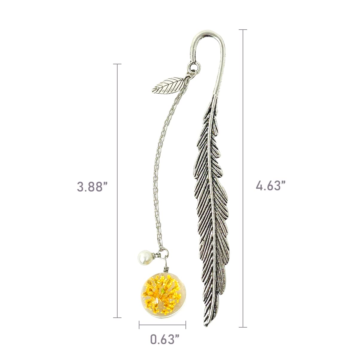 Allydrew Elegant Metal Leaf Bookmark with Charm - Perfect Gift for Book Lovers & Readers (Set of 2, Yellow & Peach) - Ideal for Novels, Journals & Bible Reading