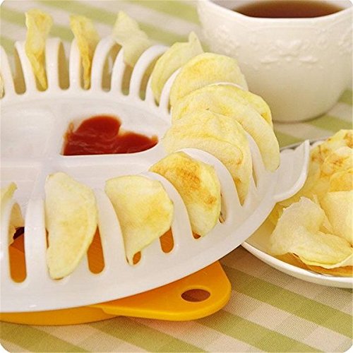 Bluelover Kitchen Microwave Apple Potato Vegetable Crisp Chip Slicer Maker - Easy & Fast Homemade Snacks for Healthy Chips, Fries, and Veggie Chips - Perfect for Parties, School Lunches, and Family Snack Time