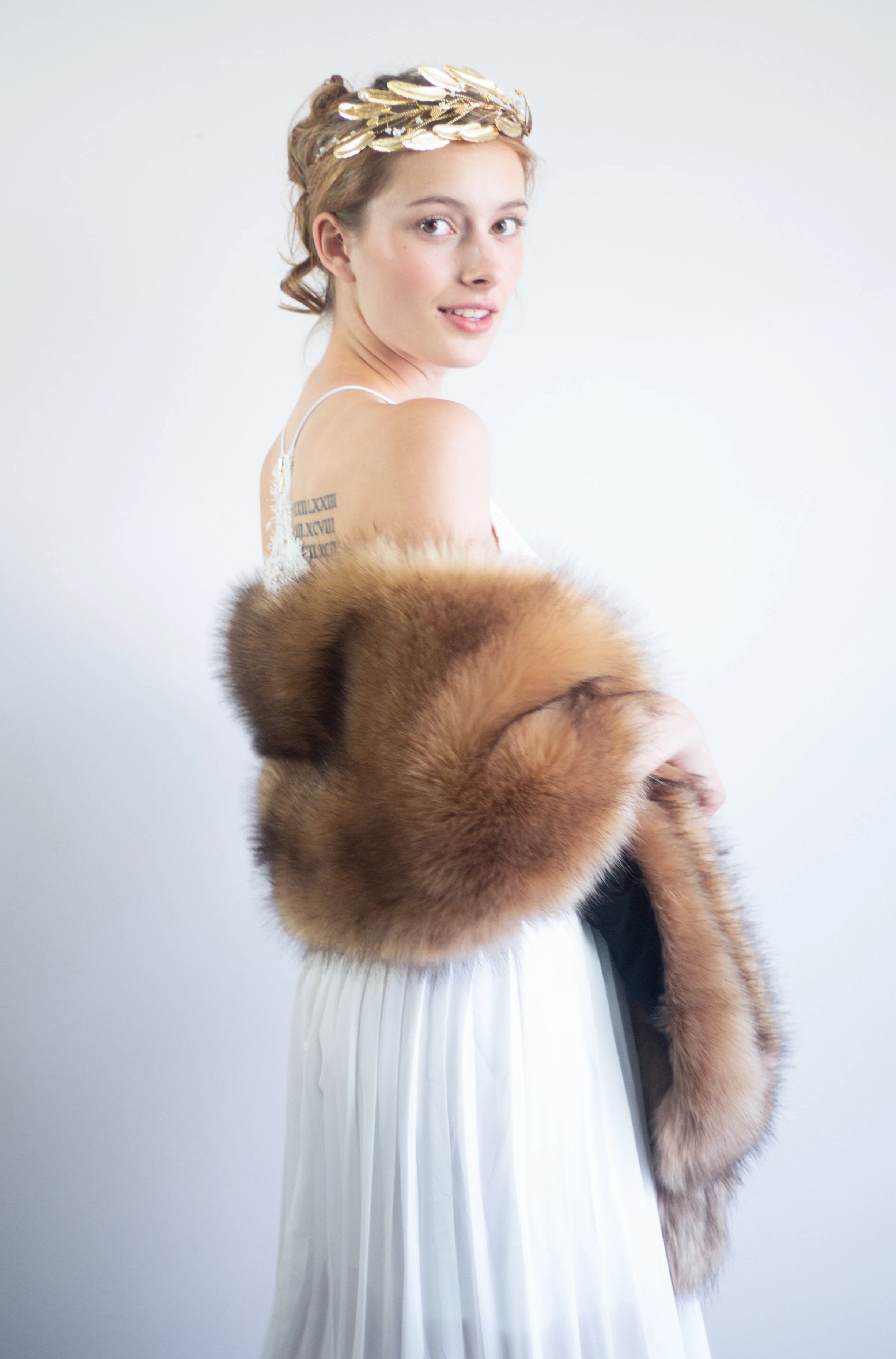 Luxury Brown Fur Shawl Wrap - Soft & Warm Winter Fashion Accessory for Women (Lilian LBrw03) | Perfect for Parties, Weddings & Cold Weather Outfits