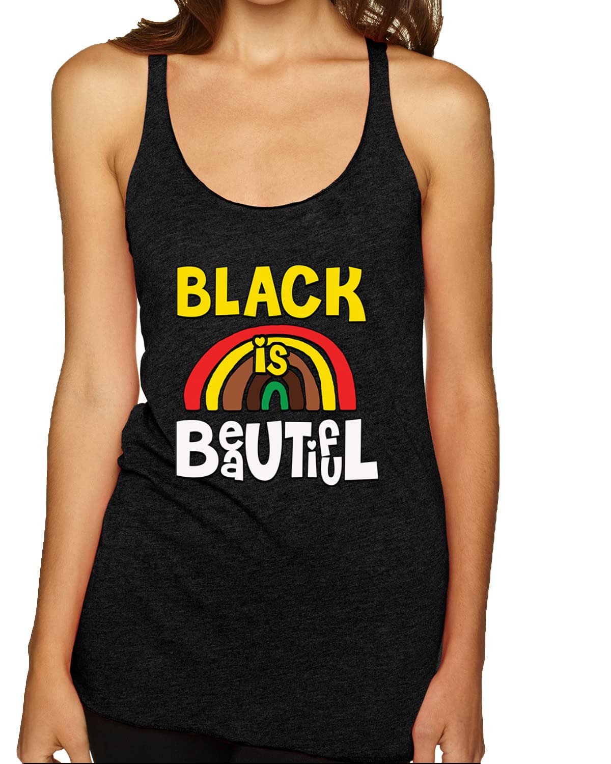 Black Pride Tri-Blend Racerback Tank Top - Black is Beautiful - Comfortable & Stylish Women's Workout Top for Gym, Yoga & Casual Wear