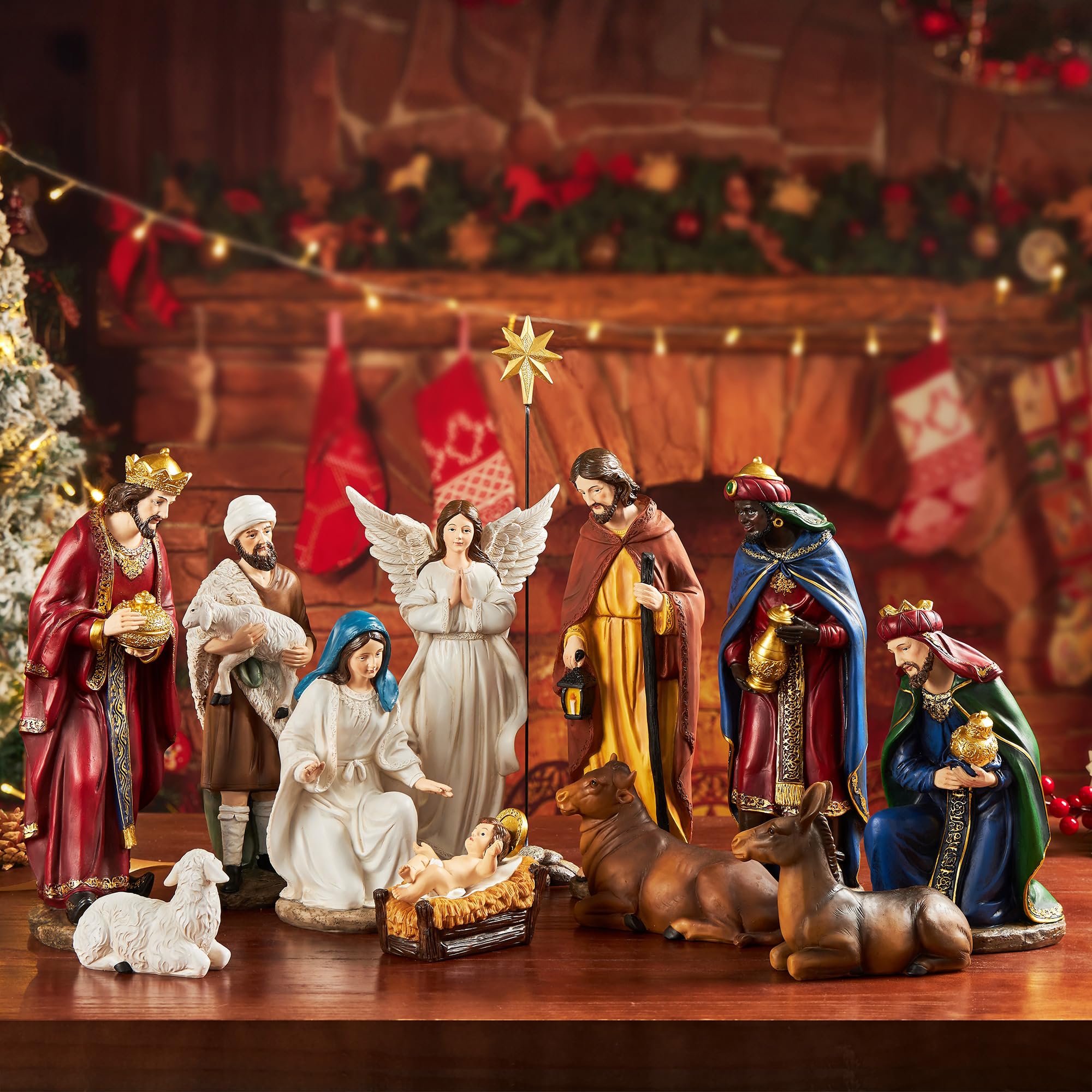 13-Piece Christmas Nativity Set - 11.8 Inch Resin Figurines for Holiday Decor, Tabletop Nativity Scene & Religious Gifts | Perfect for Home, Church & Office Christmas Decorations