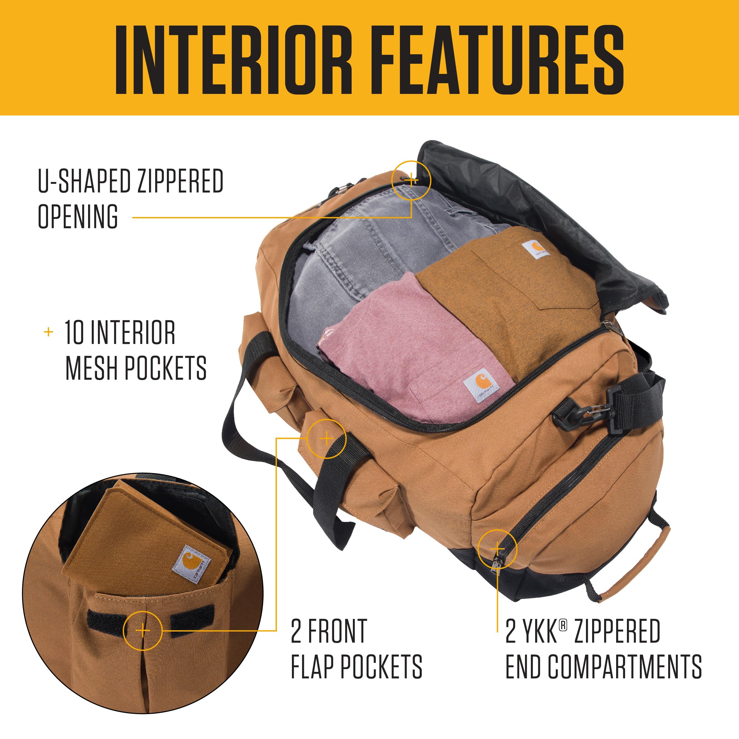 Carhartt 40L Heavy-Duty Utility Duffel Bag - Durable Work Gear Bag for Construction, Jobsite, Gym & Travel - Perfect for Tools, Workout Clothes & Weekend Getaways