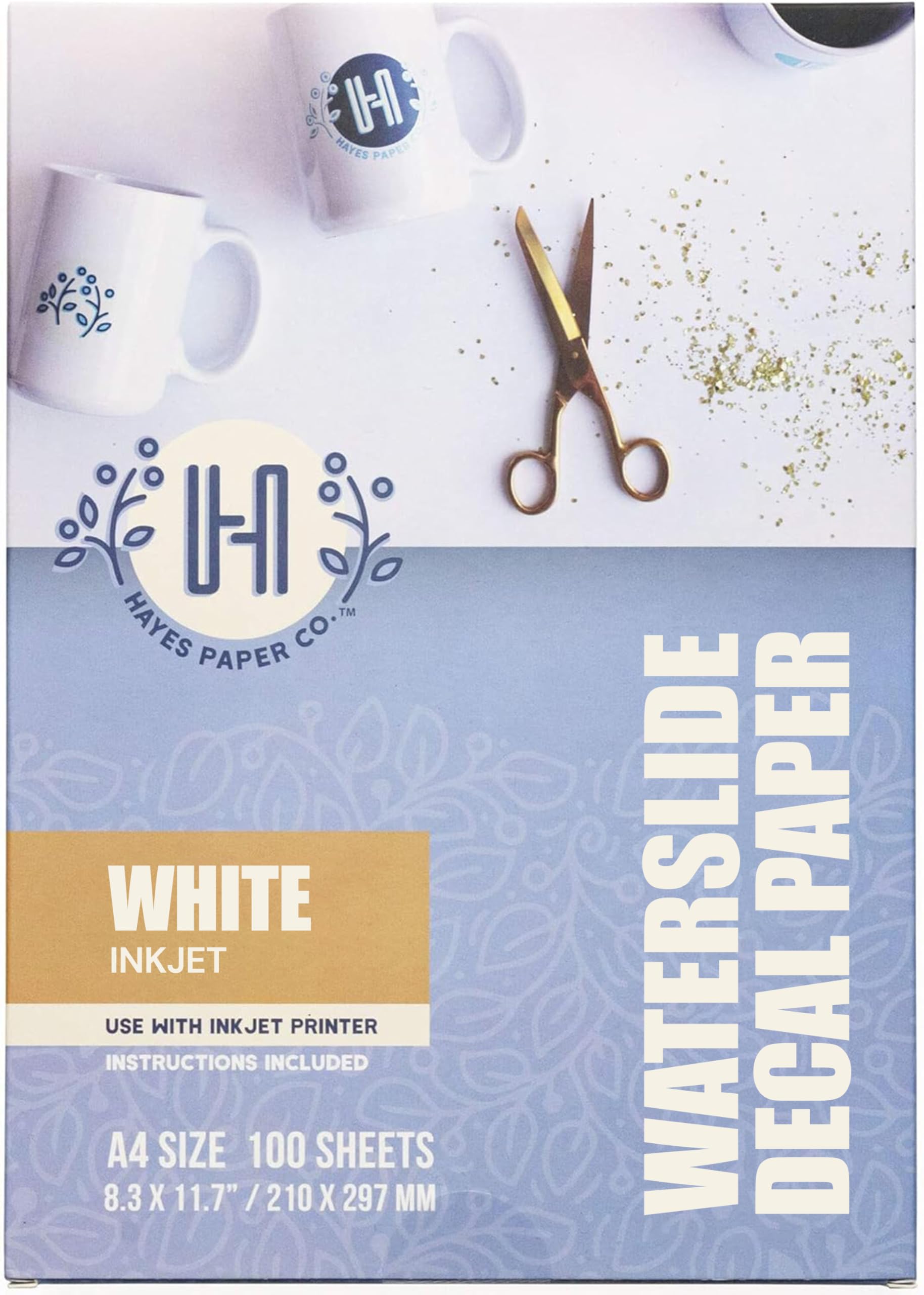 Premium Inkjet Waterslide Decal Paper - 100 Sheets White A4 (8.25