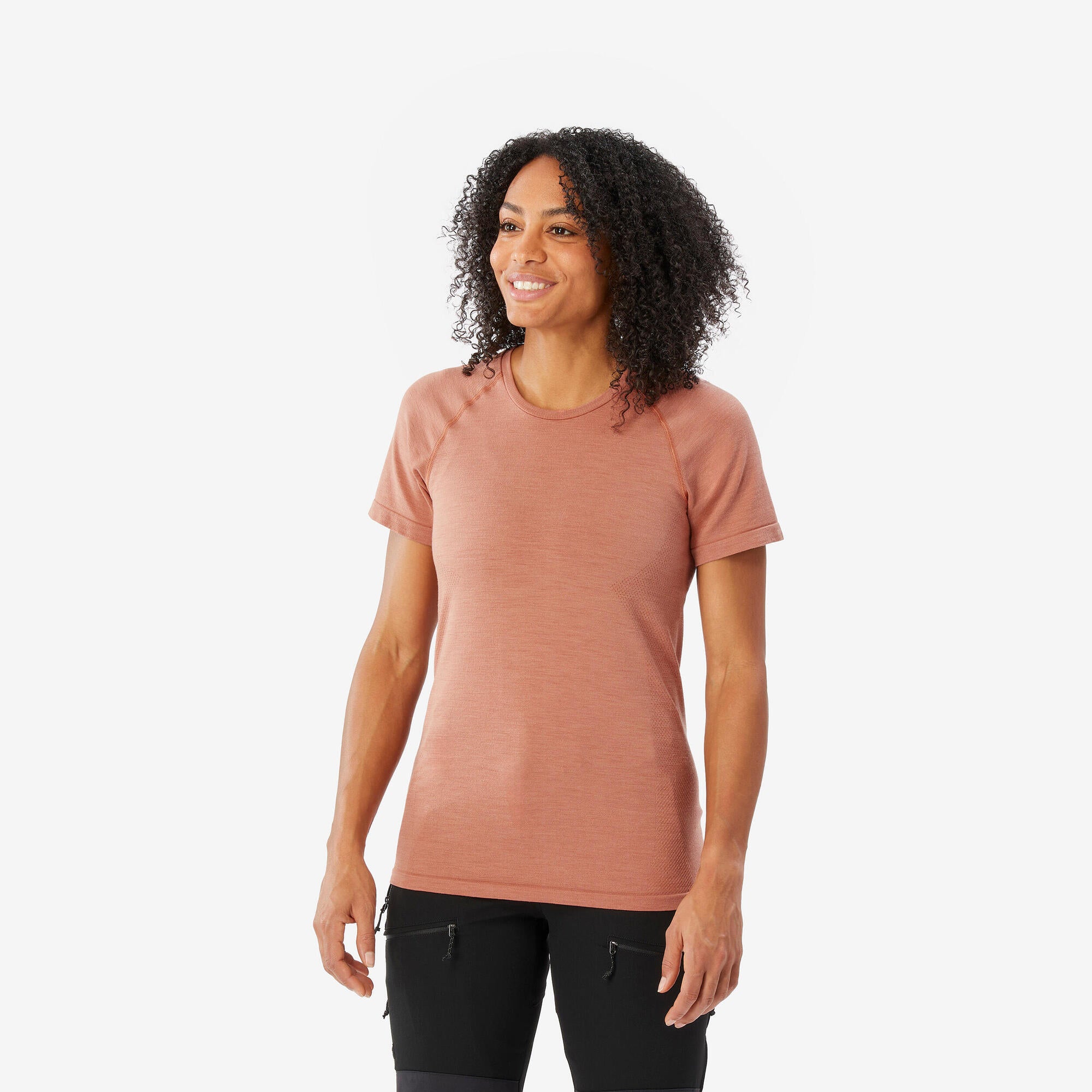 Simond Women's Seamless Short Sleeve Merino Wool Hiking Shirt - MT900 - Lightweight & Moisture-Wicking for Backpacking, Camping & Outdoor Adventures