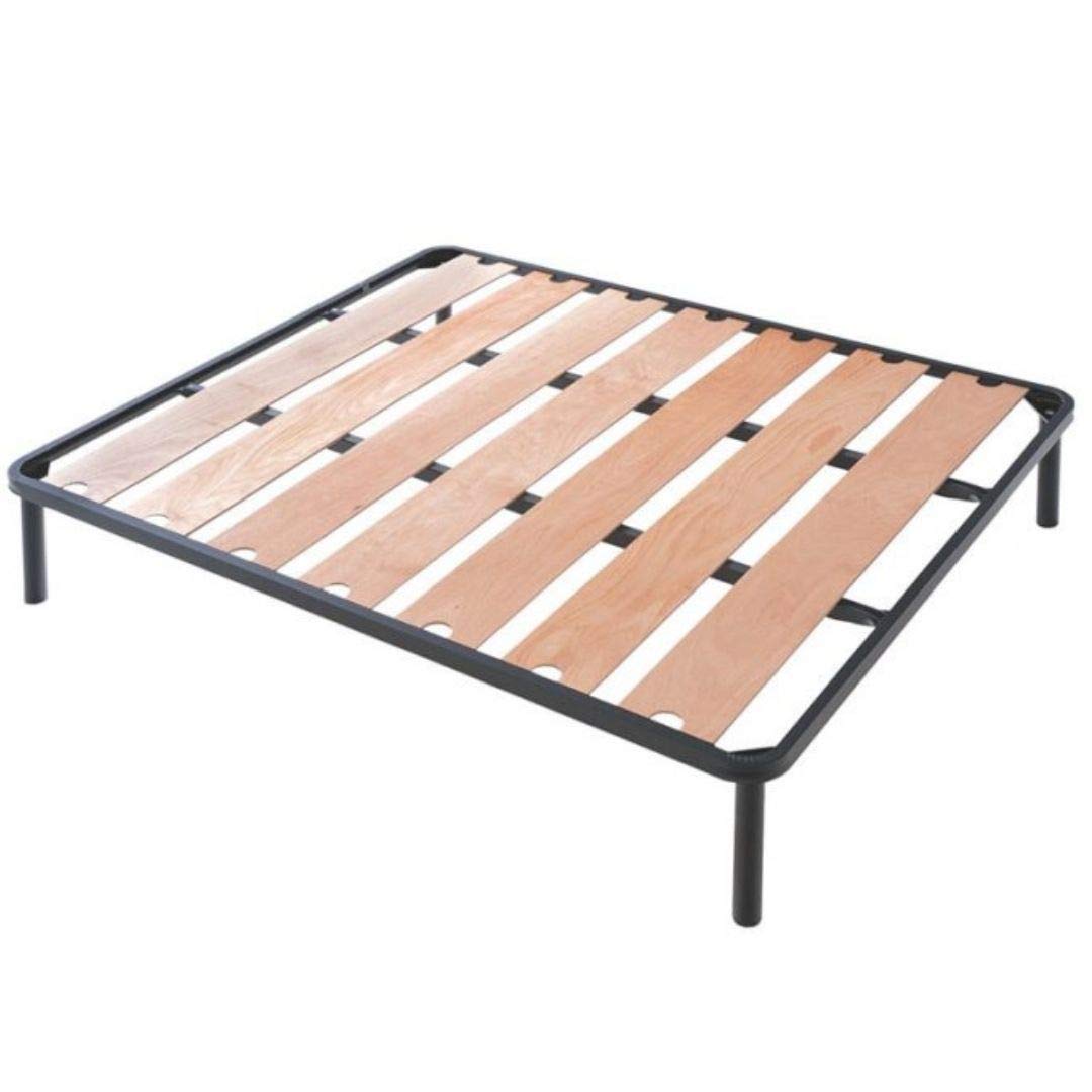 EvergreenWeb - Orthopedic Wooden Slat Bed Frame 120x190, Wide Wooden Slats, Removable Legs, Reinforced Iron Structure, Built-in Base for All Types of Beds & Mattresses - Perfect for Bedrooms, Guest Rooms, and Dormitories