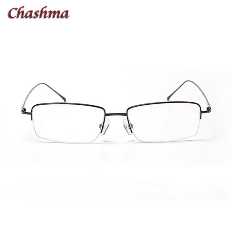 Men's Titanium Semi-Rimless Square Eyeglasses 9867 - Lightweight Durable Frames for Work, Reading & Everyday Use