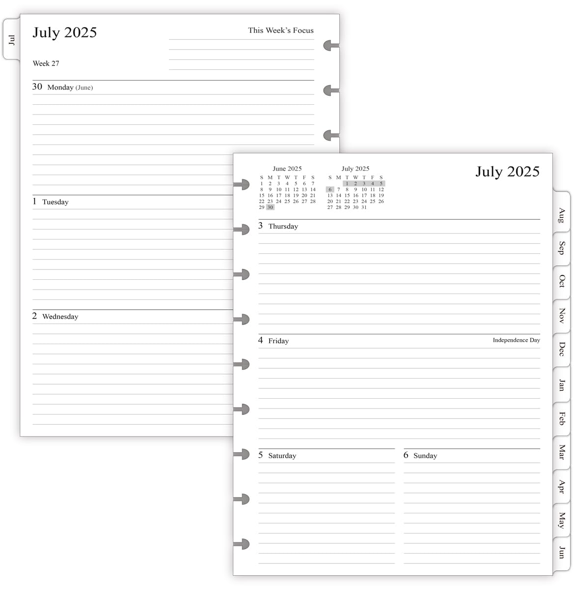 2025-2026 Happy Planner Classic Refill Pages - Weekly & Monthly Planner Inserts (July 2025-June 2026) | 7