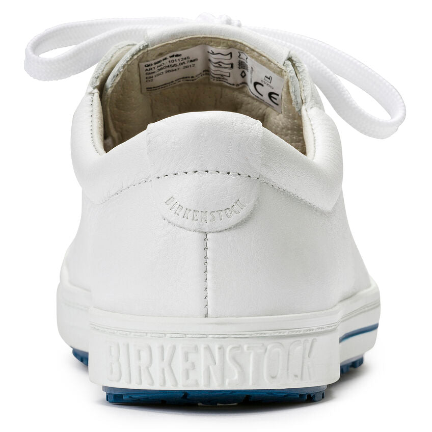 Birkenstock QO 500 White Leather Safety Shoes for Men & Women - Slip Resistant Work Shoes for Construction, Healthcare & Industrial Workers