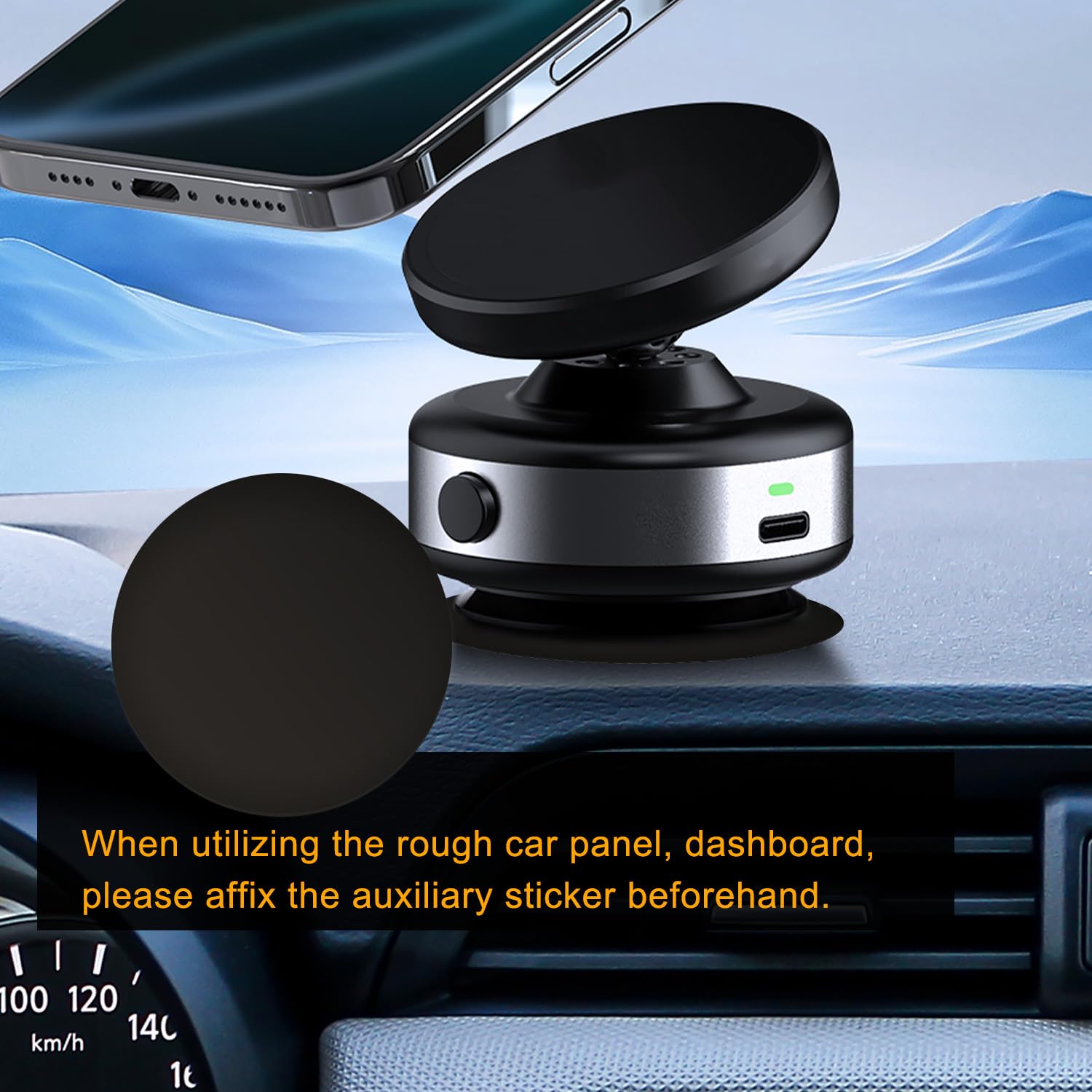 360° Adjustable Magnetic Car Phone Holder for Magsafe - Auto Suction Cup Windshield/Dashboard Mount - Hands-Free Vacuum Phone Stand for iPhone 15/14/13, Samsung Galaxy S23/S22 - Perfect for Driving, GPS Navigation & Road Trips