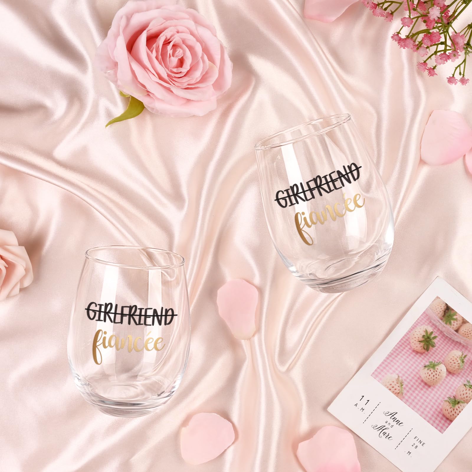 Futtumy 17 oz Wine Glasses for Couples - Romantic Engagement Gifts for Her, Wedding Anniversary Present for Girlfriends, LGBT Valentines & Birthday Gift Idea - Perfect for Newly Engaged Lesbian Couples, Anniversary Celebrations and Romantic Dinners