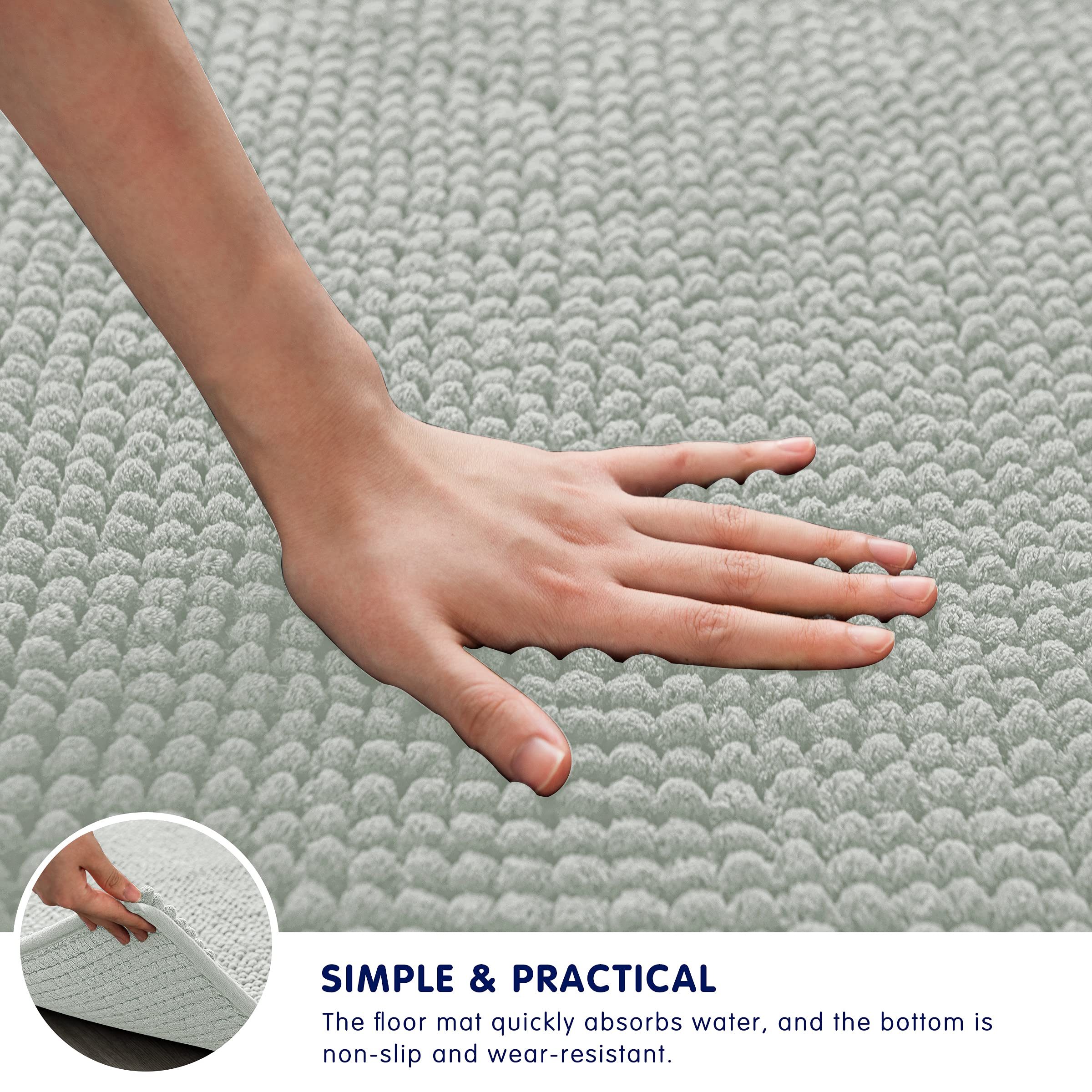 SUBRTEX Soft Striped Plush Bathroom Rug - Absorbent Quick-Drying Machine Washable Bath Mat for Shower & Bathroom (20