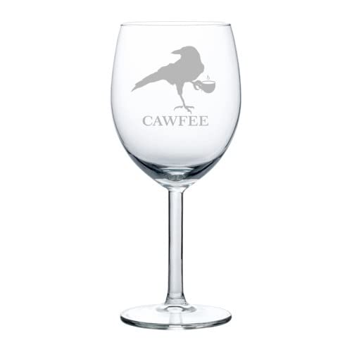 10 oz Funny Wine Glass Goblet with Crow Raven Blackbird Design - Perfect for Halloween Parties, Gothic Decor & Coffee Lovers