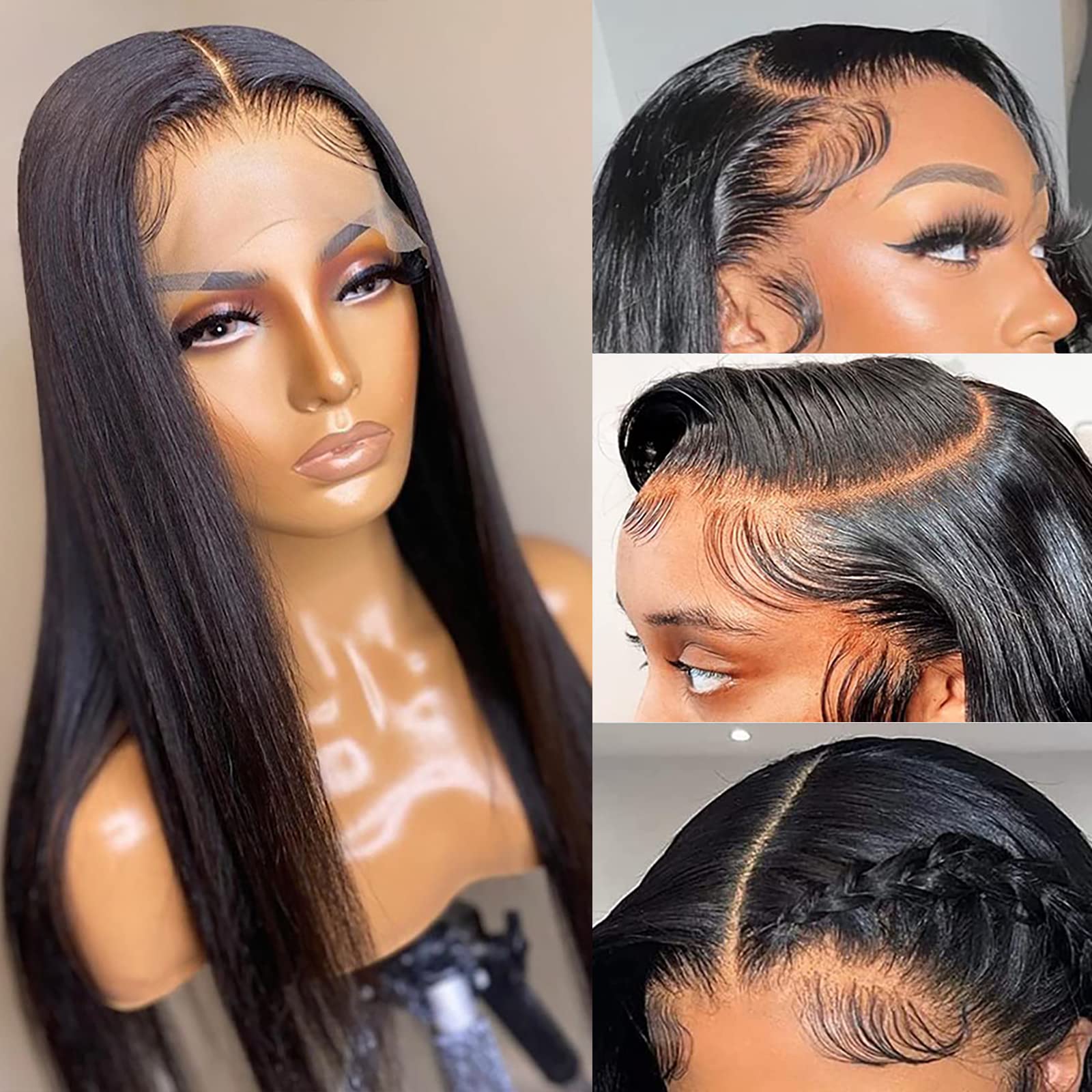 30 Inch 13x4 HD Straight Lace Front Wig - 180% Density Brazilian Virgin Human Hair with Baby Hair for Black Women | Natural Color | Perfect for Daily Wear, Parties & Special Occasions