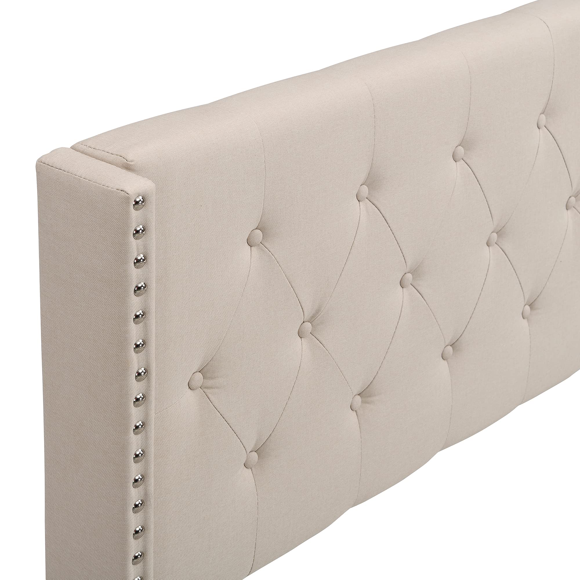 Anwick Upholstered Queen Platform Bed Frame with Mattress Foundation - Easy Assembly, No Box Spring Needed, Beige - Perfect for Modern Bedrooms & Guest Rooms