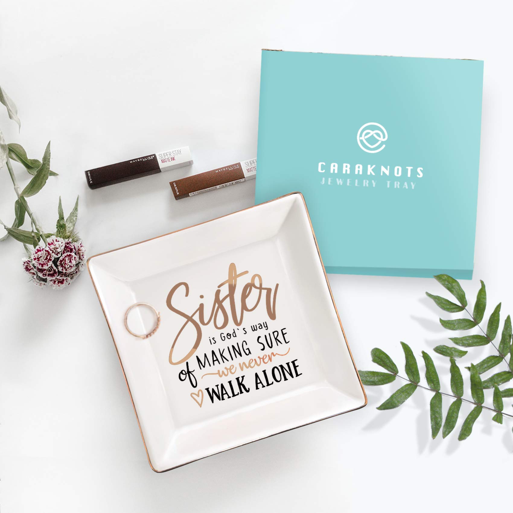 **Ceramic Jewelry Tray for Women - Sister Gifts, Birthday, Graduation & Valentine's Day - Friendship Ring Dish & Decorative Trinket Plate - Perfect for Home Decor, Vanity Organizer & Gift Giving**