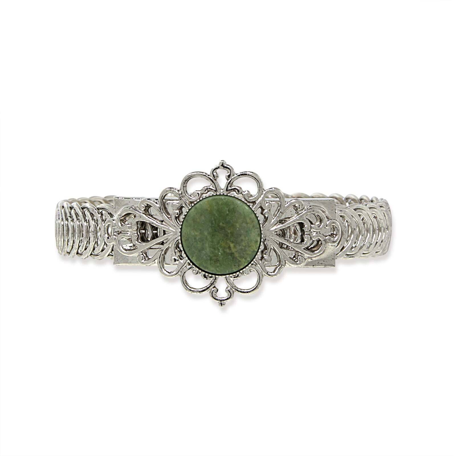 1928 Genuine Jade Gemstone Belt Bracelet for Women - Natural Green Jade Adjustable Bangle - Perfect for Weddings, Parties & Boho Fashion Accessories