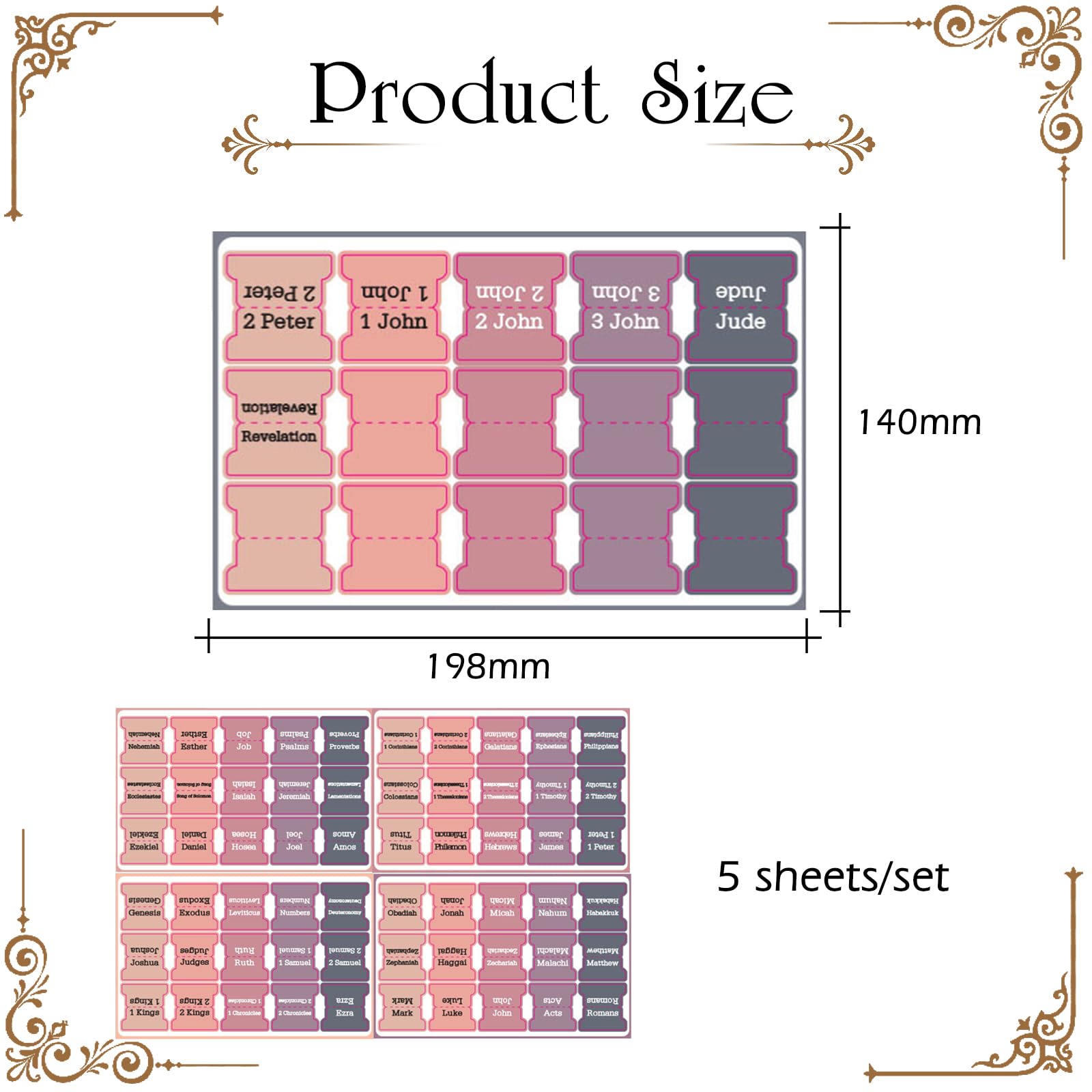 Kryzalite 75 Laminated Bible Tabs - Rose Gray Christian Gift for Women, Easy to Read & Apply - Perfect for Bible Study & Journaling