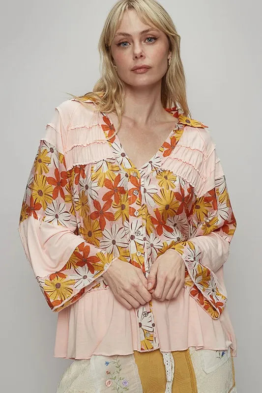 Beachy Boho Raglan Sleeve Shirt for Women | Flowy Casual Tops | Perfect for Summer Vacations, Beach Trips & Music Festivals