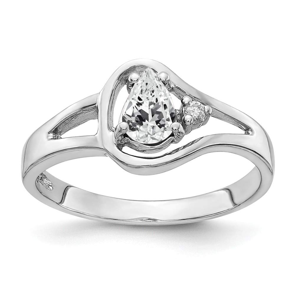 14K White Gold Pear-Shaped Cubic Zirconia Anniversary Ring - 6x4mm CZ Diamond Wedding Band for Women, Perfect for Anniversaries, Engagements & Special Occasions