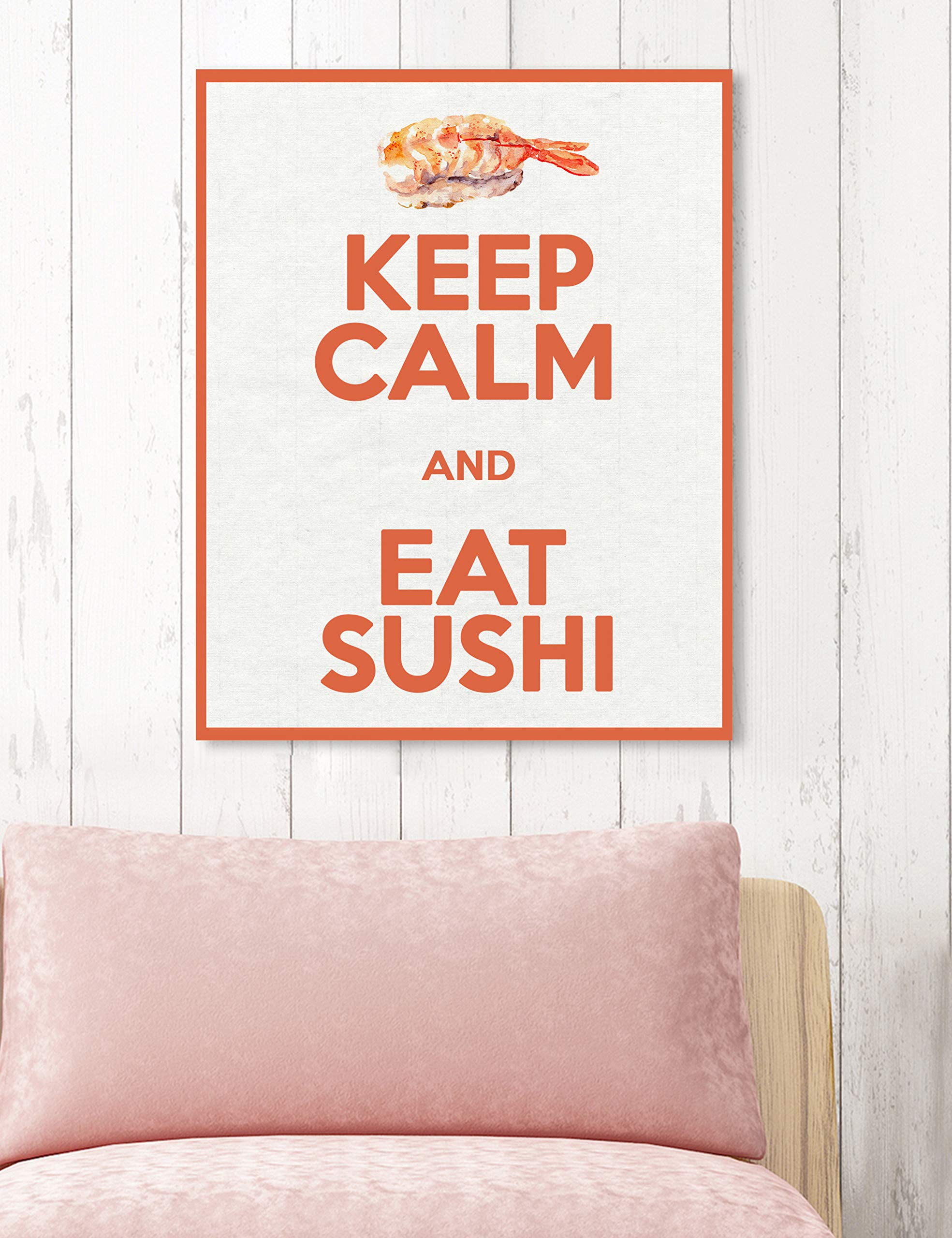 Eat Sushi Wall Art Canvas Print - 20x24 Inch Orange & Brown Typography Quote Home Decor by Oliver Gal Artist Co. - Perfect for Kitchen, Dining Room & Asian Restaurant Decor