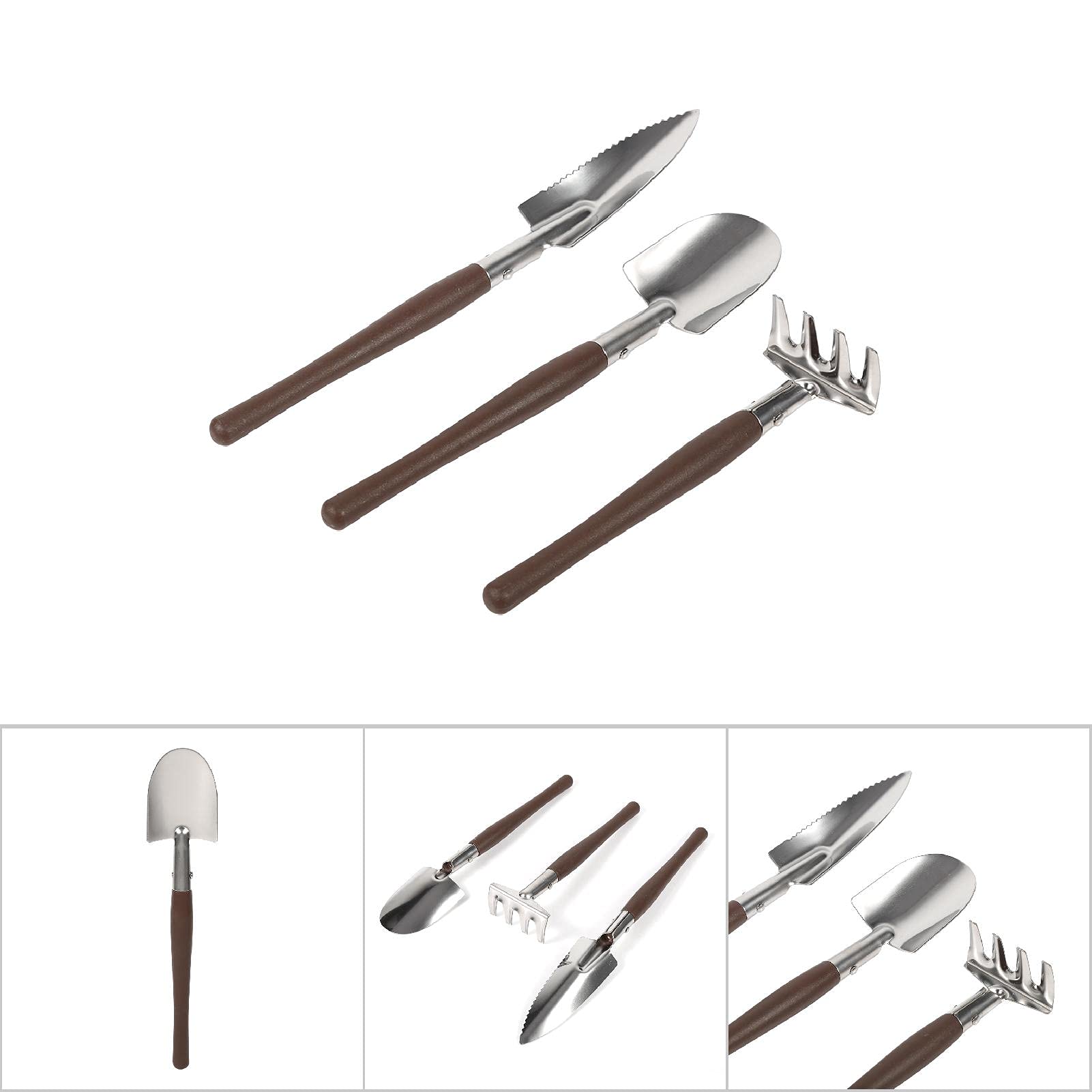 Stainless Steel Gardening Tool Set with Plastic Handle - Shovel, Spade, Rake for Kids & Adults - Perfect for Mini Garden Planting, Yard Work & Outdoor Play