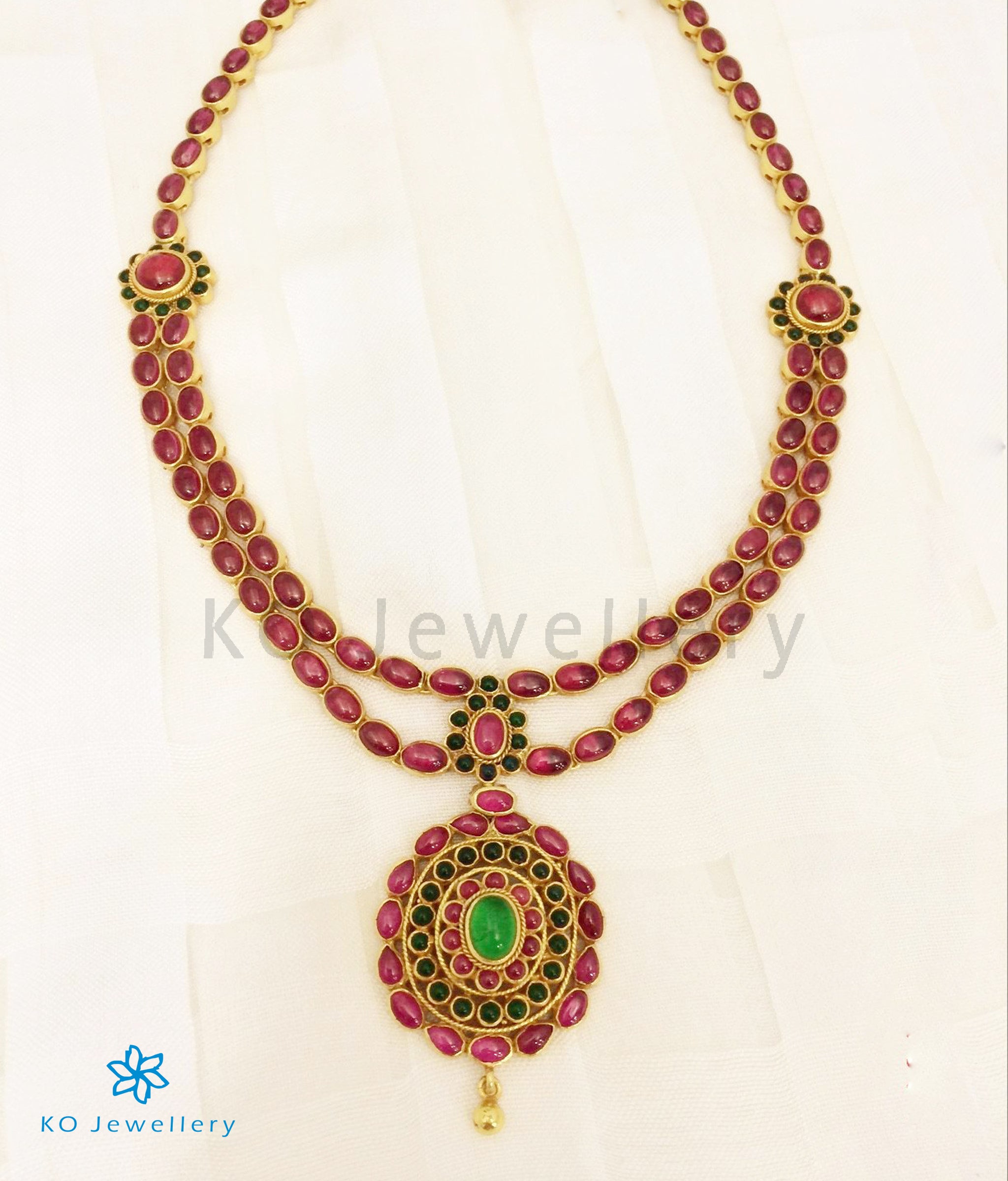 Aaratrika Sterling Silver Kempu Necklace for Women – Elegant Traditional Indian Jewelry for Weddings, Festivals & Special Occasions