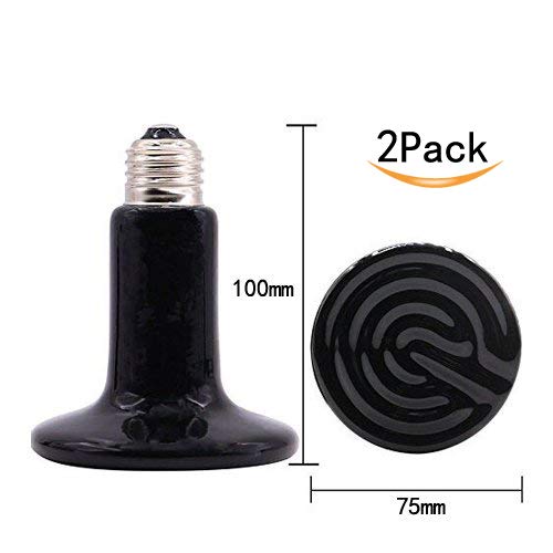 CTKcom 2-Pack 150W 110V Ceramic Heat Emitter Bulb - No Light Infrared Reptile Heat Lamp for Turtles, Snakes, Lizards & Chicken Coops - Safe Pet Heating Solution for Terrariums & Brooders