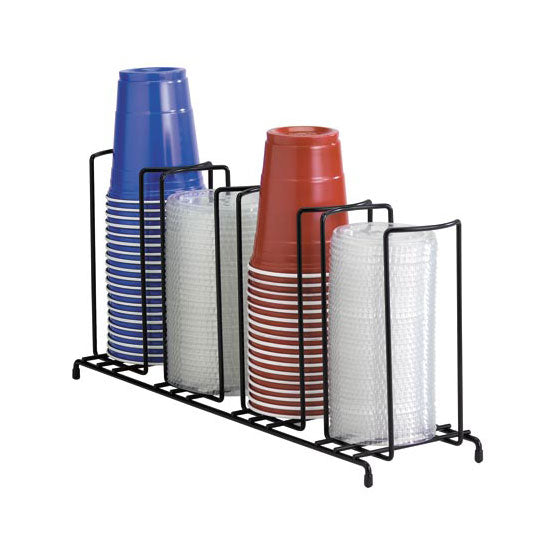 Dispense Rite WR 4 Countertop Wire Form 4-Section Cup & Lid Organizer - Perfect for Coffee Shops, Restaurants, and Home Kitchen Storage