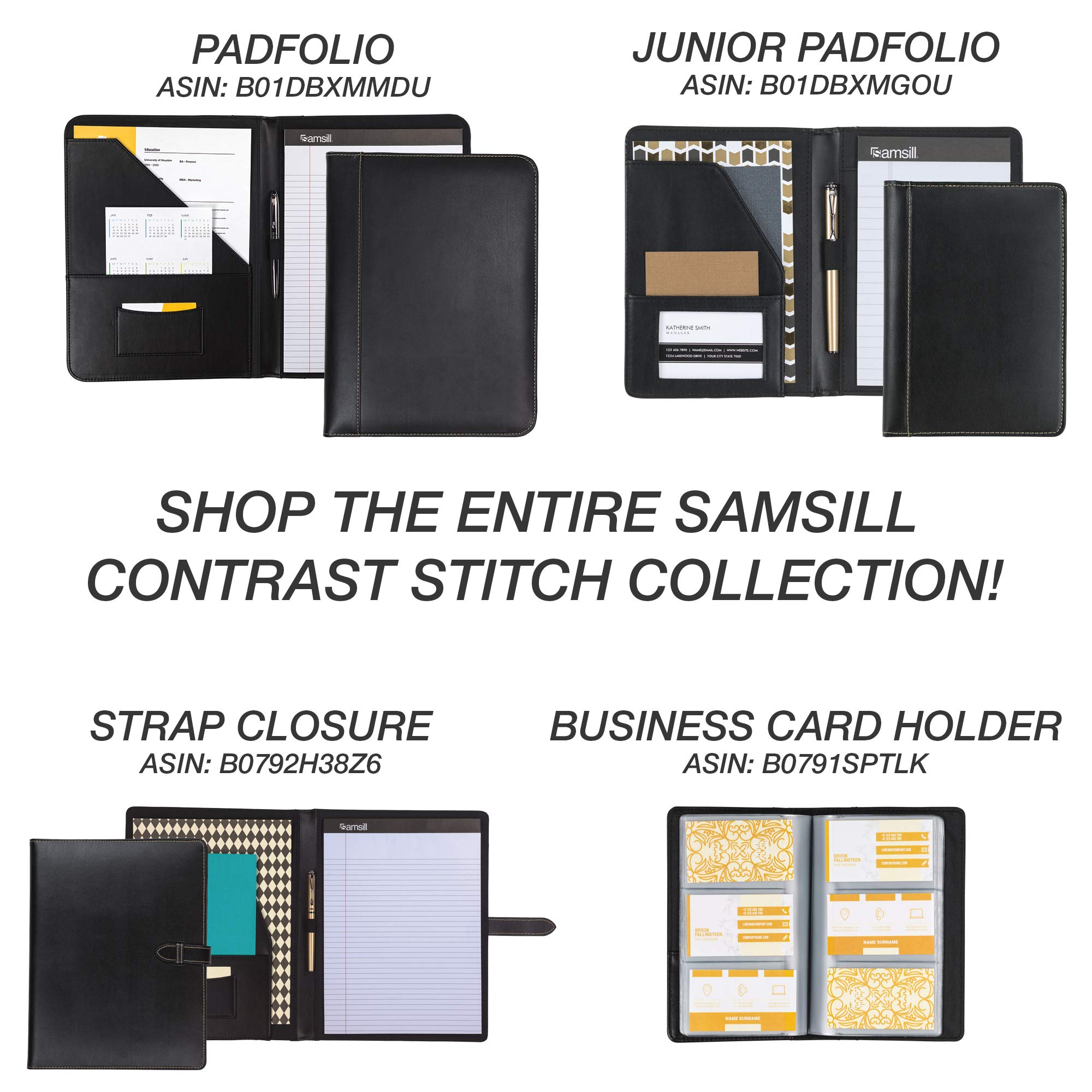 Samsill 1 Inch Junior 3 Ring Binder - Black Leather with Contrast Stitching - Holds 8.5 x 5.5 Paper - 3 Ring Notebook Binder for School, Office & Home Organization - Perfect for Planners, Journals & Portfolio Organizing