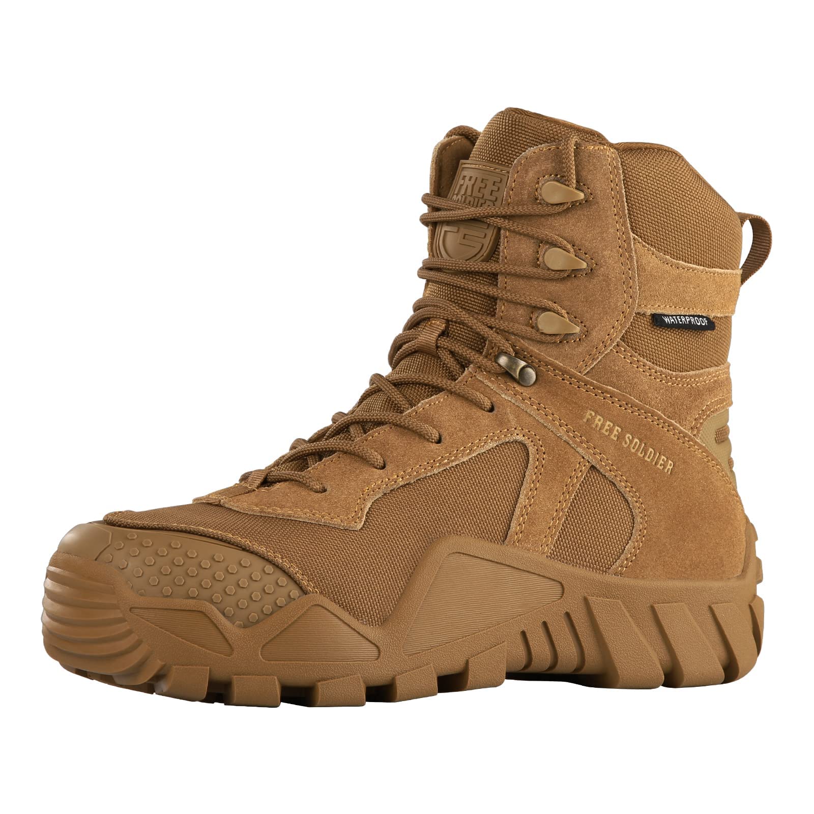 FREE SOLDIER Men's Waterproof Hiking Boots - Tactical Military Work Boots for Outdoor Adventures, Lightweight & Durable - Perfect for Camping, Hunting and Construction Work