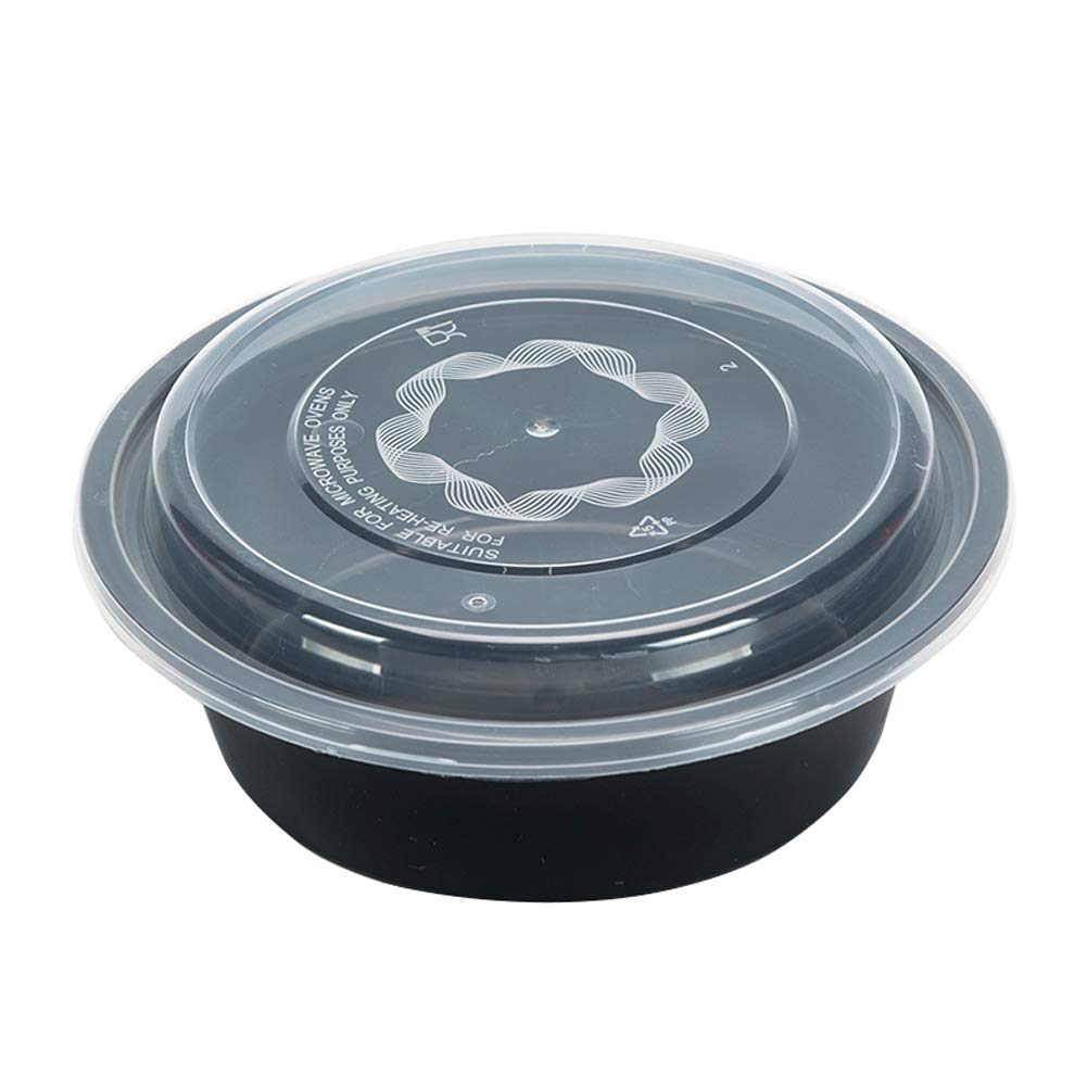 Wgwioo 150-Pack Black Round Meal Prep Containers with Lids - 1750ML Reusable Bento Box Food Storage Containers for Meal Prepping, Lunch Box, Office & School Use