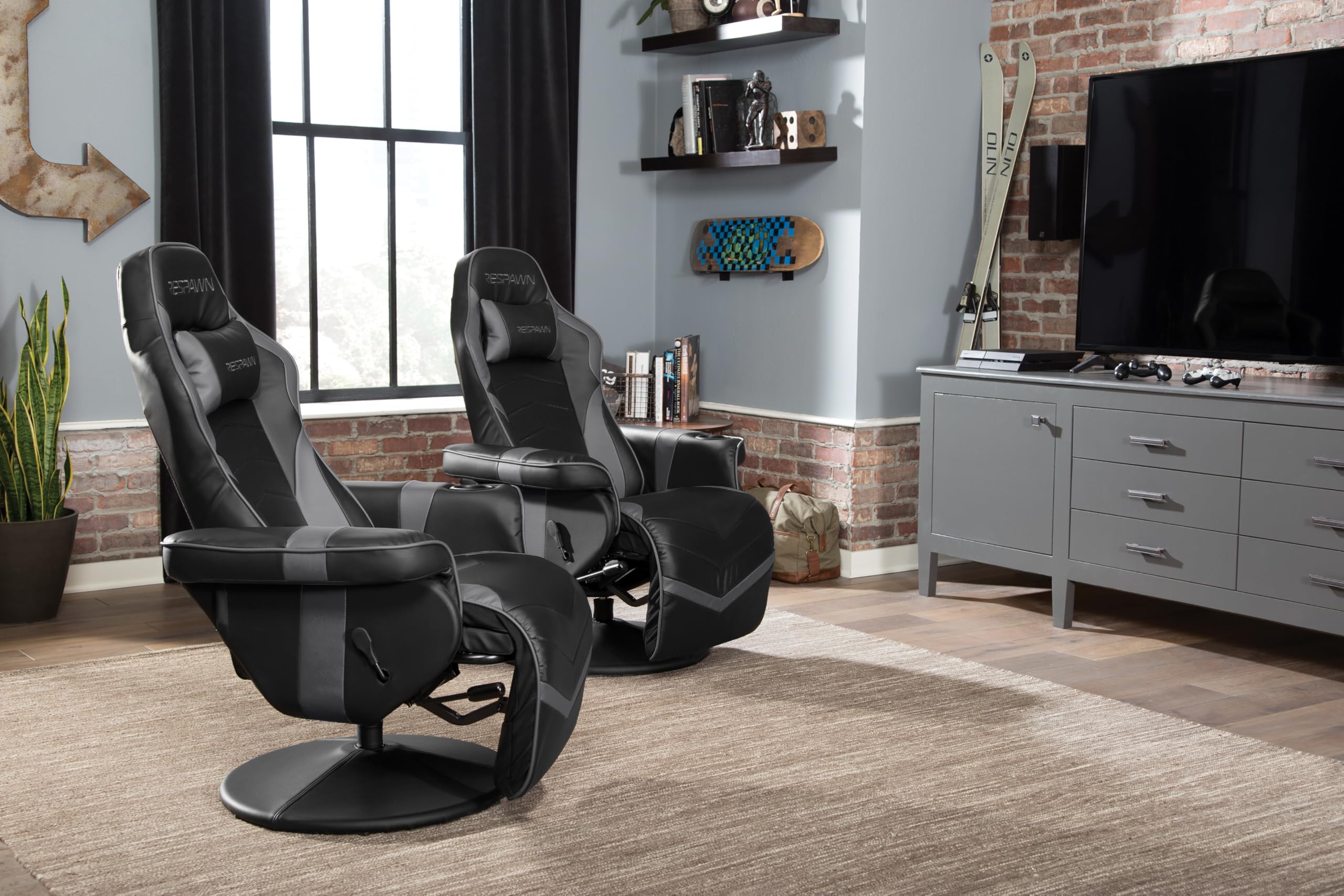 RESPAWN 900 Racing Style Gaming Recliner Chair - Gray Ergonomic Video Game Chair with Footrest for PC, Console & Home Theater Gaming Comfort