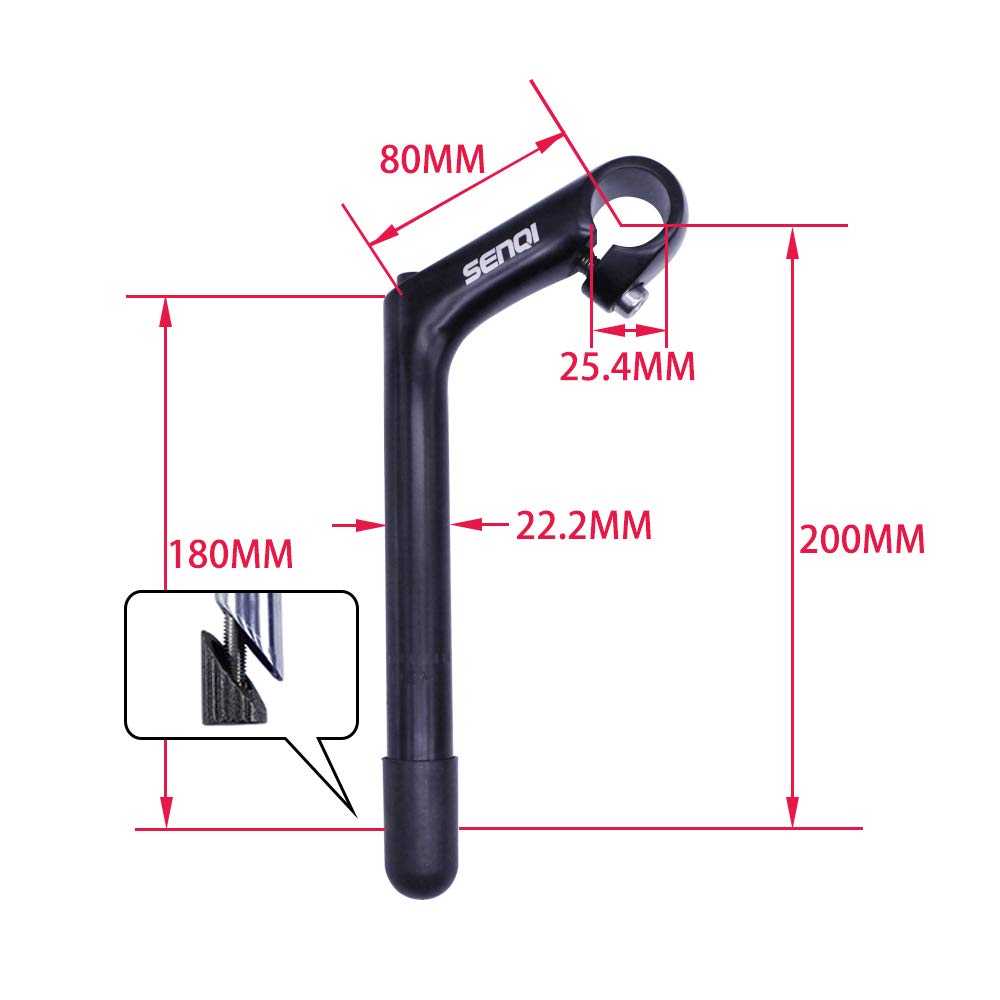 SENQI 22.2x25.4mm Electroplated Gooseneck Stem - Aluminum Alloy Bicycle Seatpost with Teeth (80x220x240mm) - Silver BSB040 - Perfect for MTB, Road Bikes & Cycling Accessories