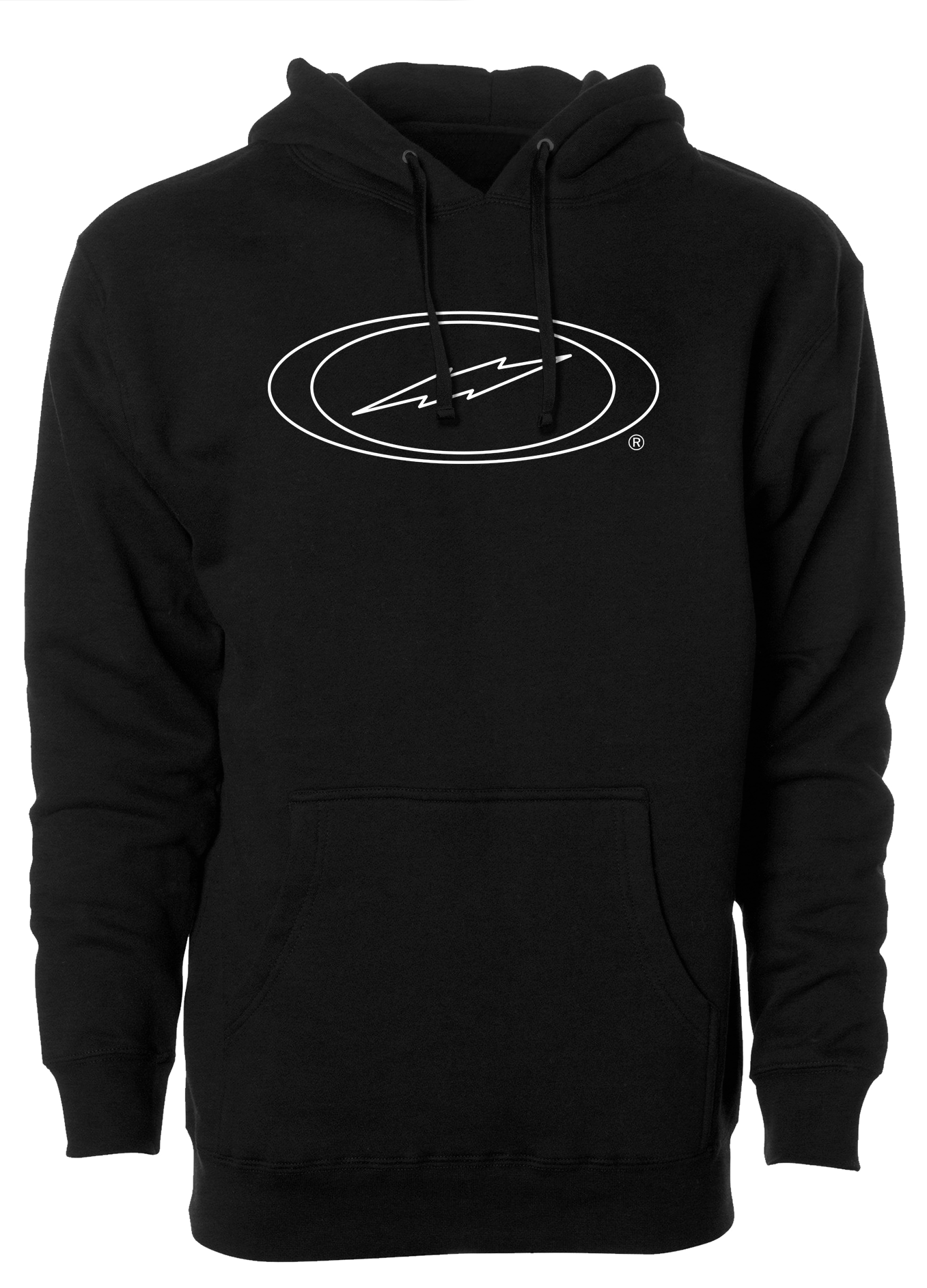 Storm Oval Bolt Logo Hoodie - White Outline Pullover Sweatshirt for Men & Women | Streetwear Fashion, Casual Wear, Gym & Outdoor Activities