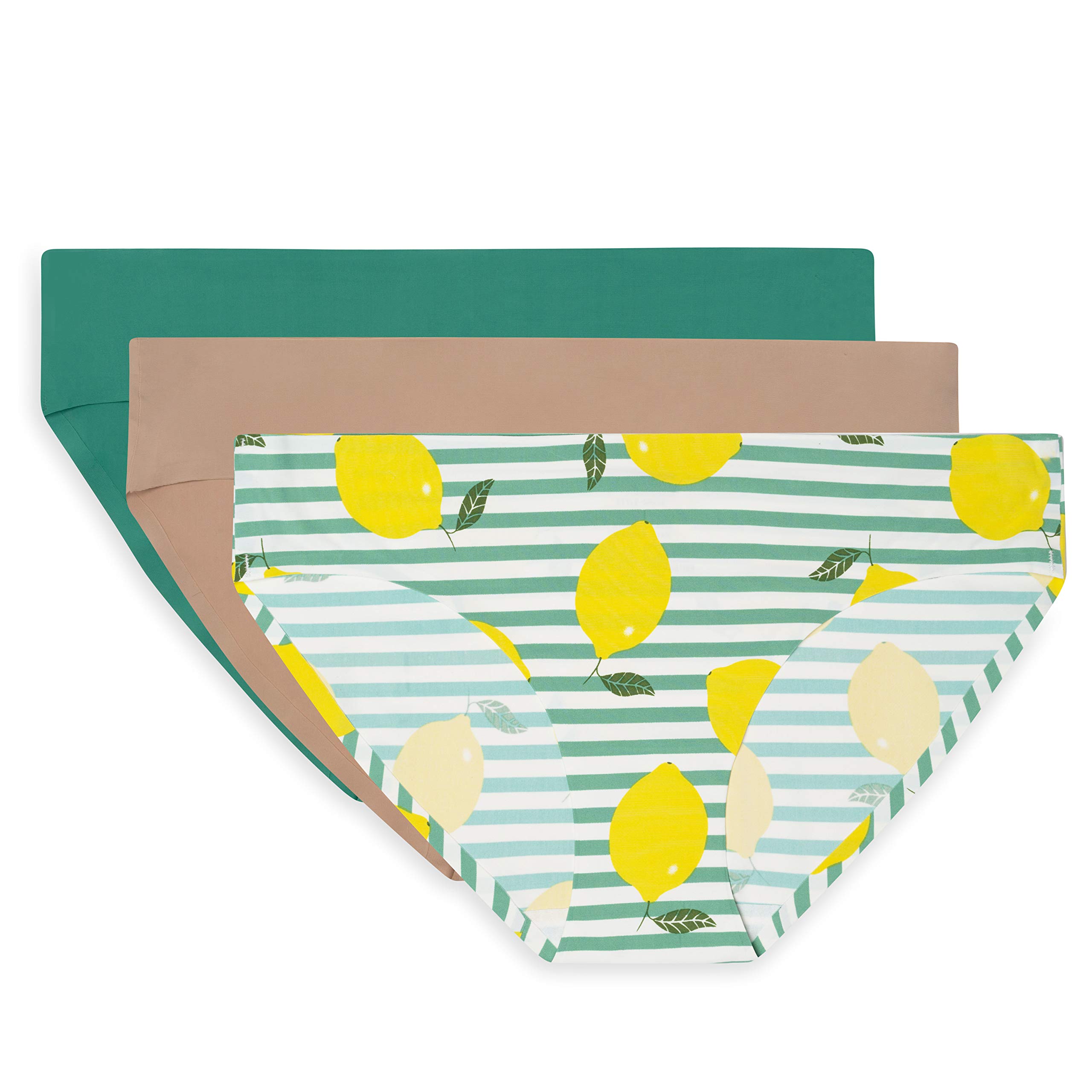 Aqs Women's Bikini Underwear 3 Pack - Soft Cotton Panties, Comfortable Seamless Underwear for Everyday Wear (XL, Lemon Print) - Perfect for Beach, Yoga, and Lounge Wear
