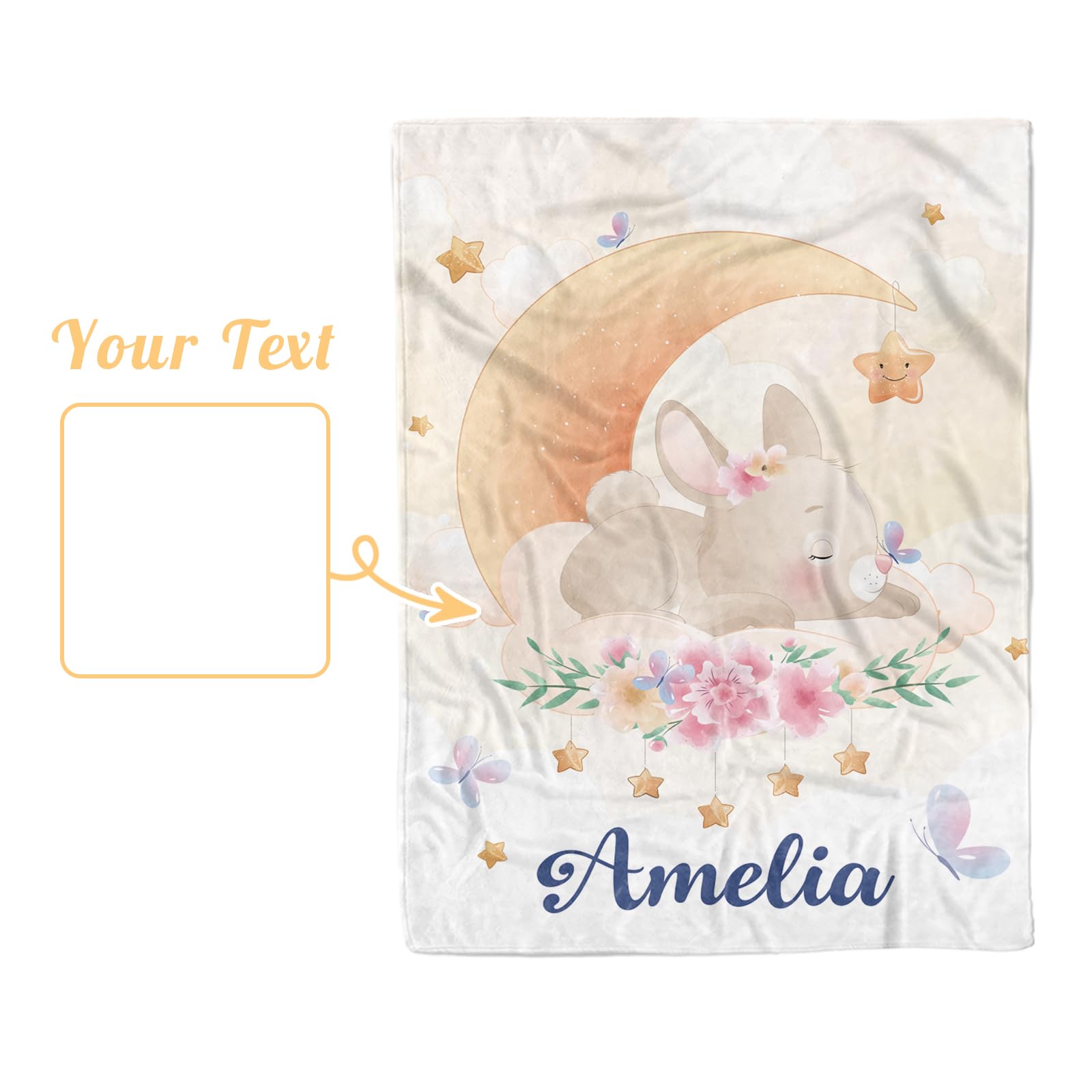 Personalized Baby Blanket with Name - Custom Swaddle & Receiving Blanket for Newborns, Infants, Girls & Boys - Soft Double Layer Flannel Toddler Blanket - Perfect Baby Shower Gift, Nursery Essential & Travel Blanket (47
