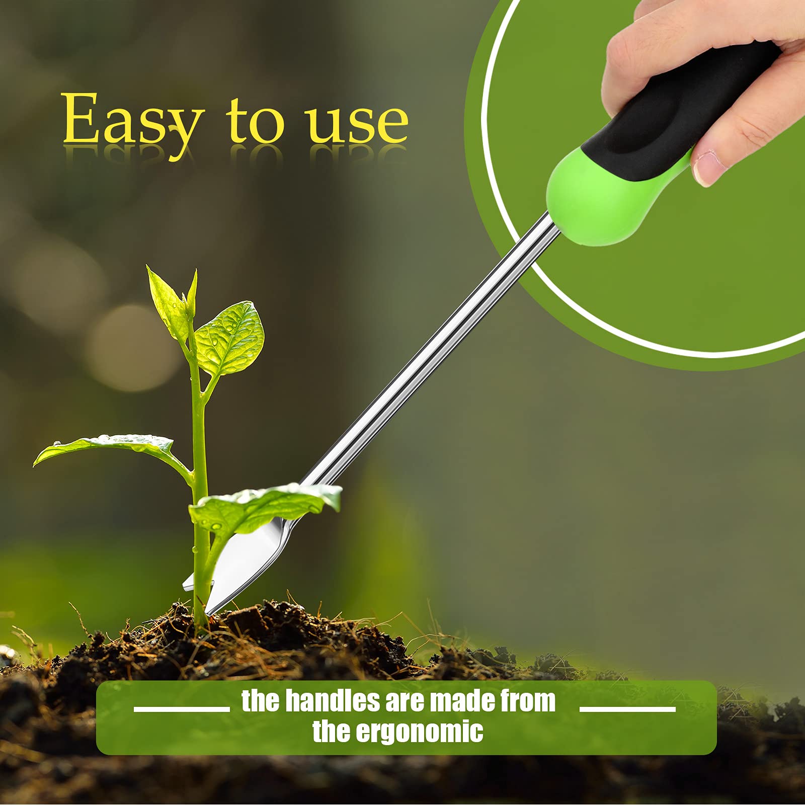 Stainless Steel Hand Weeder Tool - 2 Pronged Garden Fork with Ergonomic Handle for Weeding, Lawn Care & Farmland Transplanting (2-Piece Set) - Perfect for Home Gardening, Landscaping & Professional Farm Use