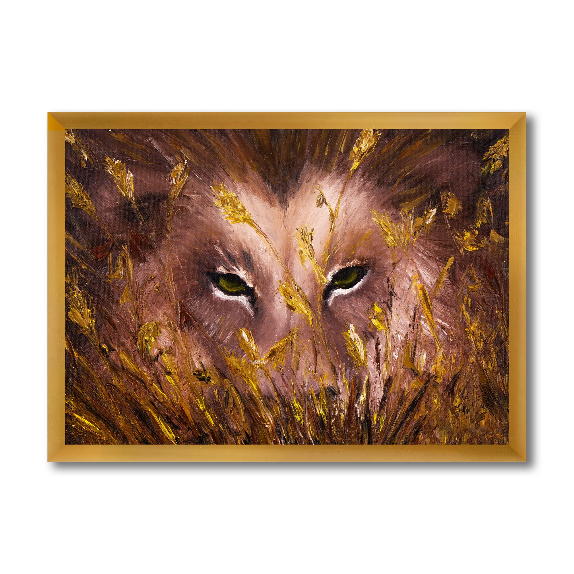 DesignQ Wolf Eyes In The Grass Farmhouse Framed Wall Art - Rustic Wildlife Decor for Living Room, Bedroom & Office - Perfect Nature Themed Home Decor Gift