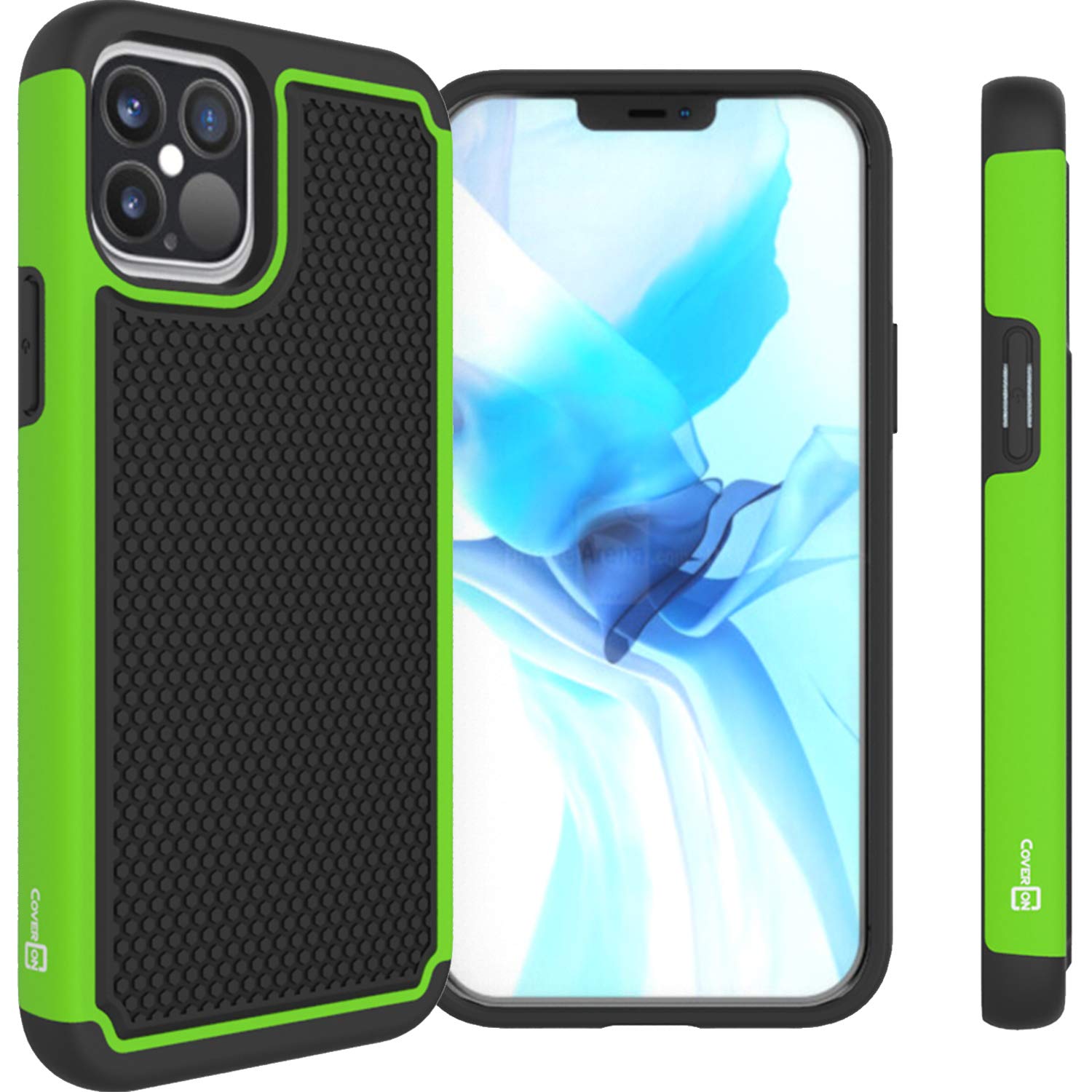 CoverON Grip Case for Apple iPhone 12 & iPhone 12 Pro (6.1 Inch) - Shockproof Dual Layer Protective Phone Cover in Green | Perfect for Outdoor Activities, Sports & Daily Use